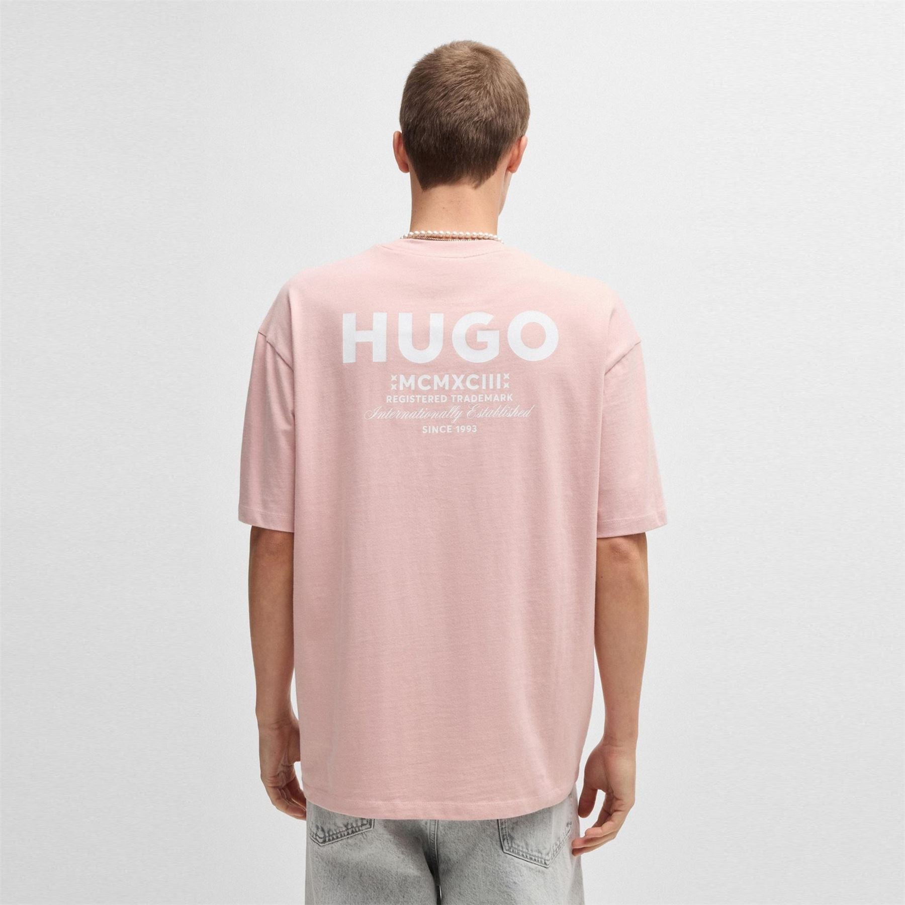 Hugo HUGO Printed Logo Back T Shirt with MCMXCIII text   Regular Fit