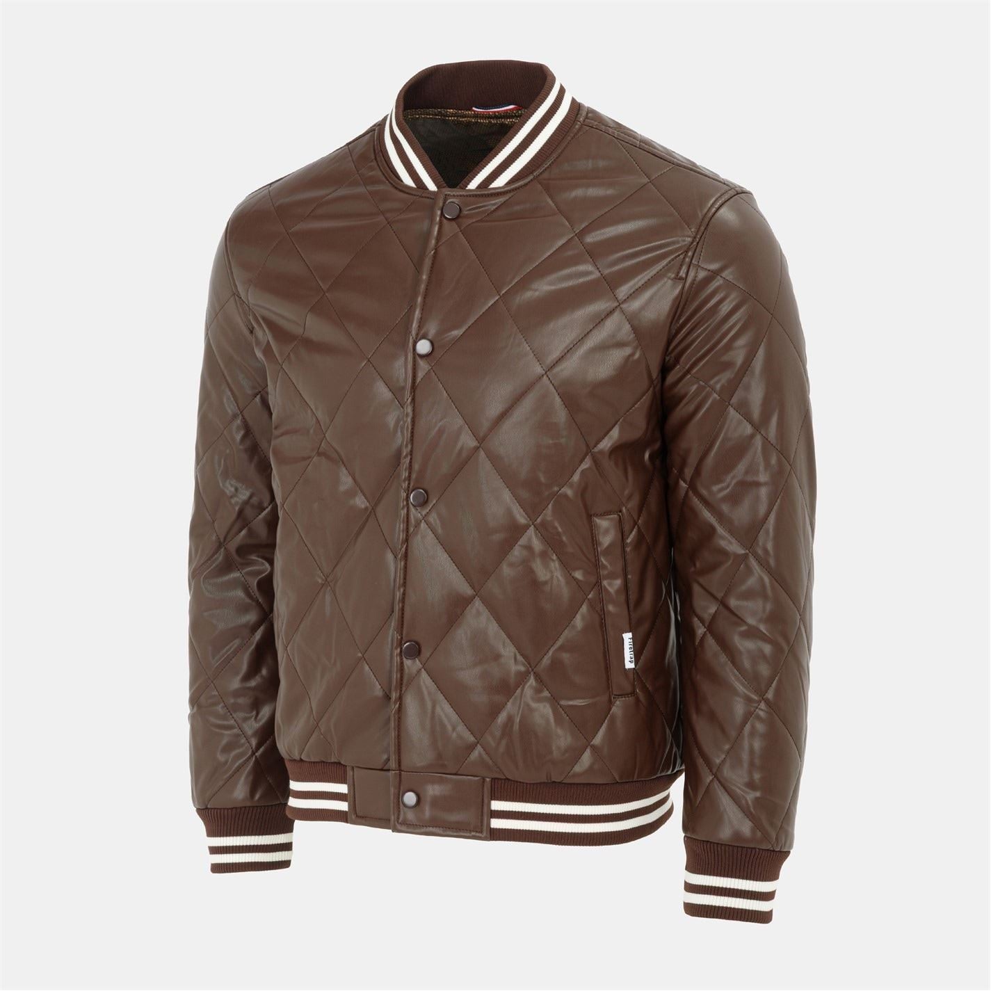 Firetrap Solid Patterned Snap Button Ribbed Cuff Bomber Jacket