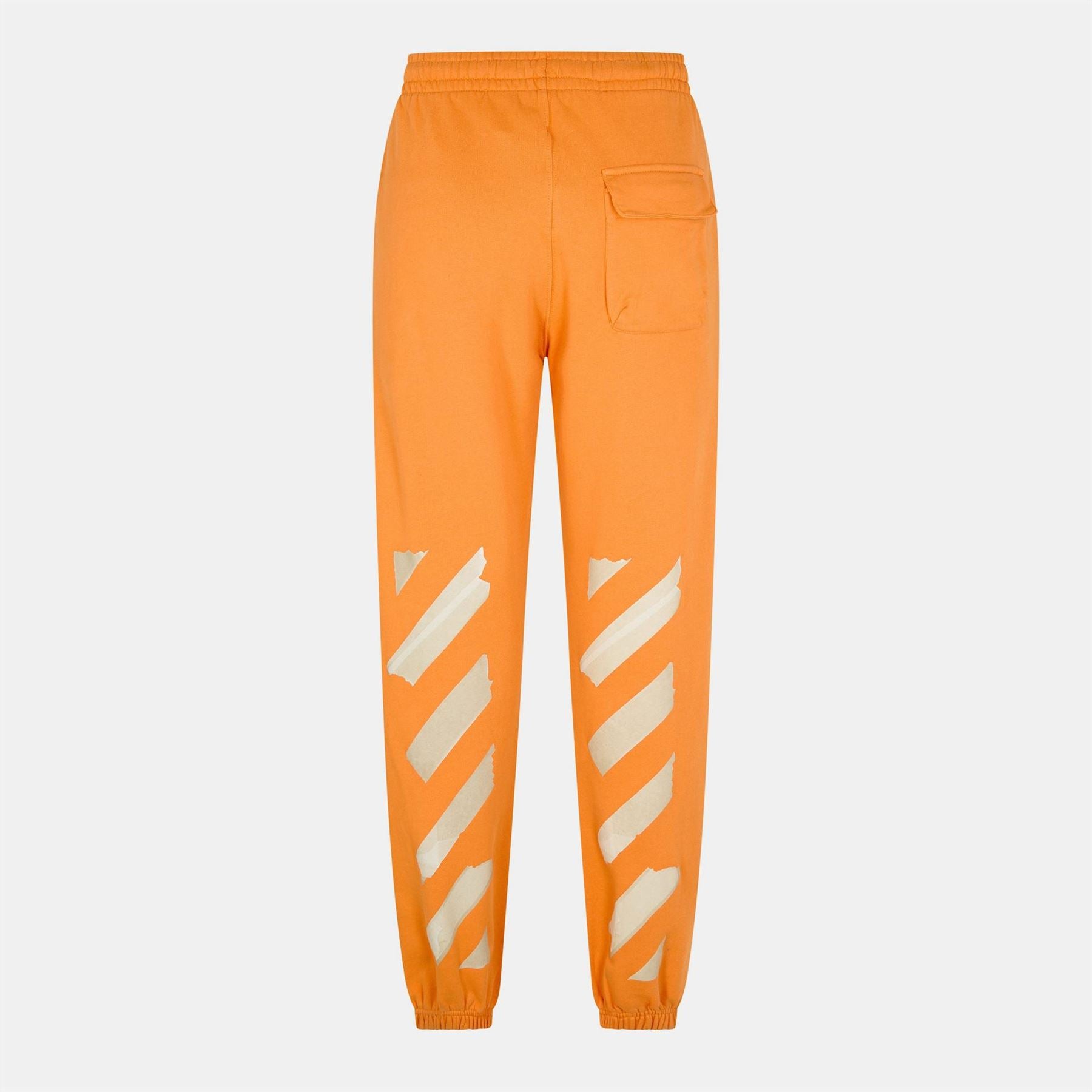 Off White  Autumn Winter Fleece Sweatpants, Closed Hem Trousers