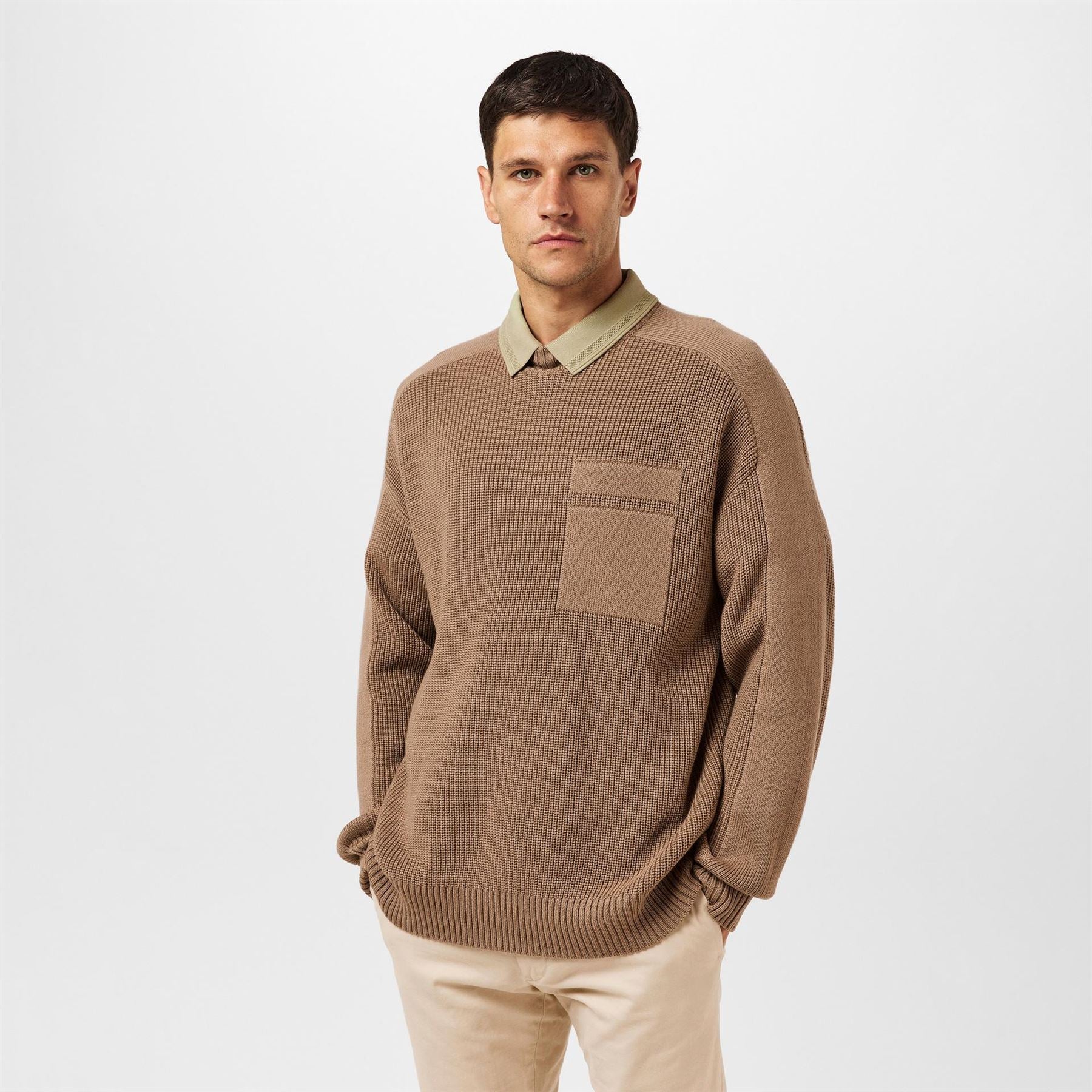 Boss Andern Orange Knitted Crew Neck Jumper