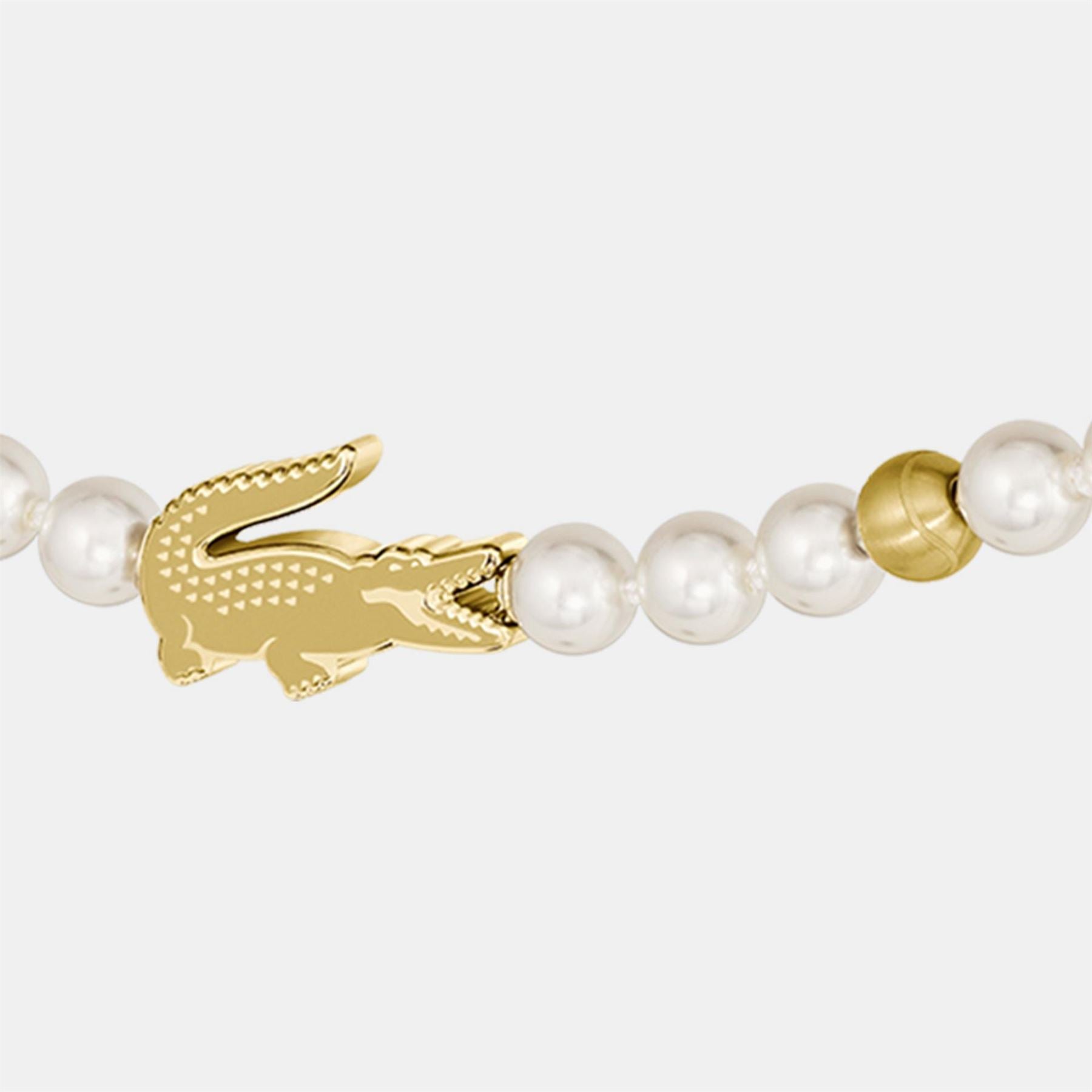 Lacoste Jewellery Mens Matchpoint Glass Pearls And Gold Ip Bracelet