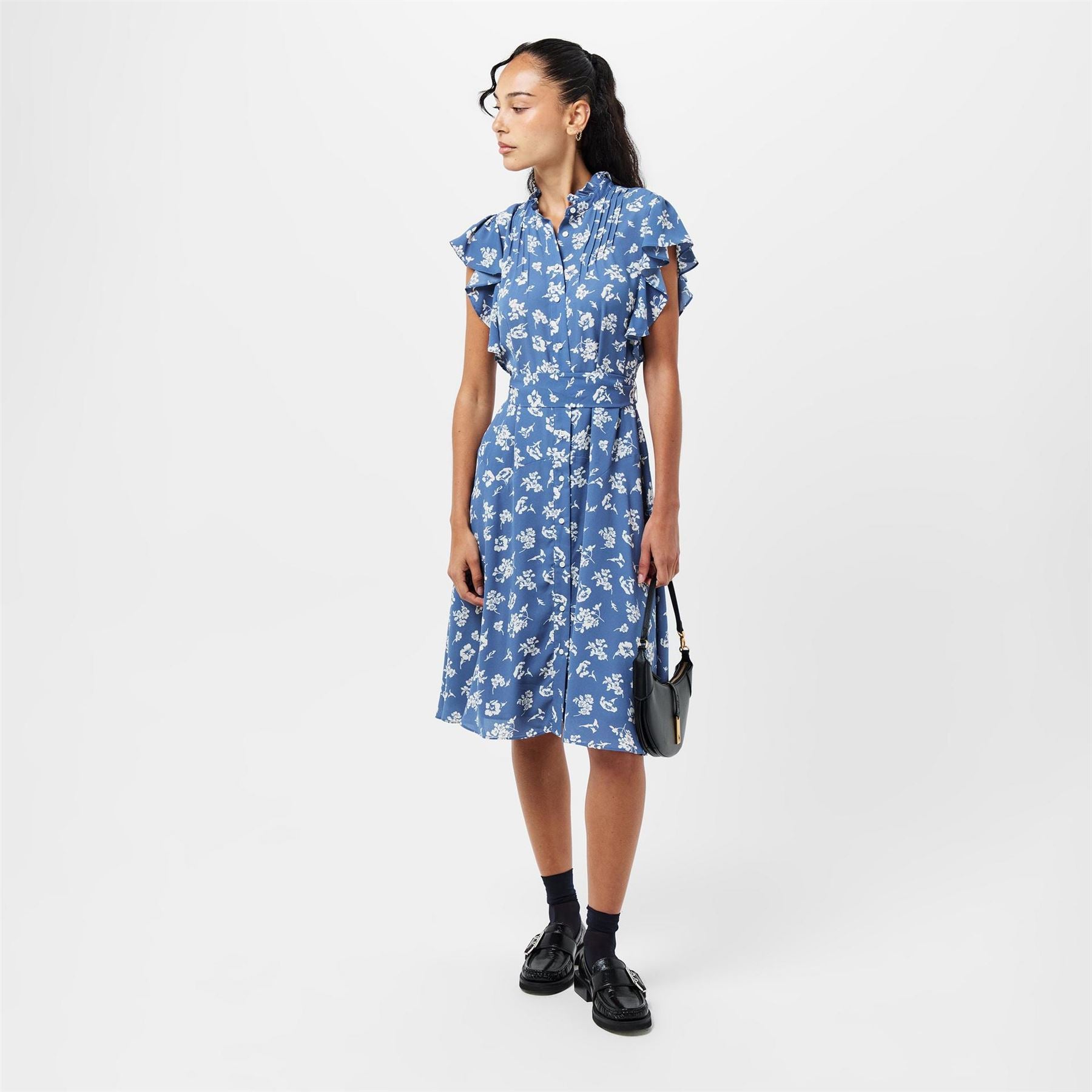 Lauren by Ralph Lauren Pratika High Neck Midi A-Line Dress