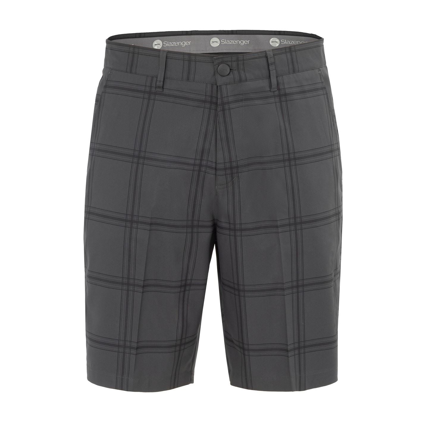 Slazenger Mens Check Golf Shorts Charcoal Size Options