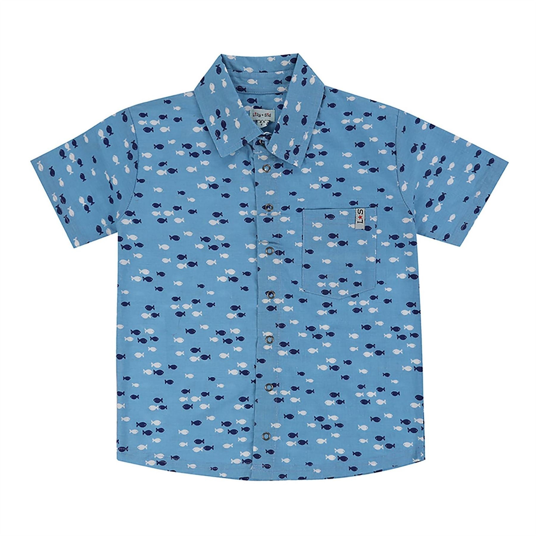 Lilly and Sid Fish Print Short Sleeve Shirt