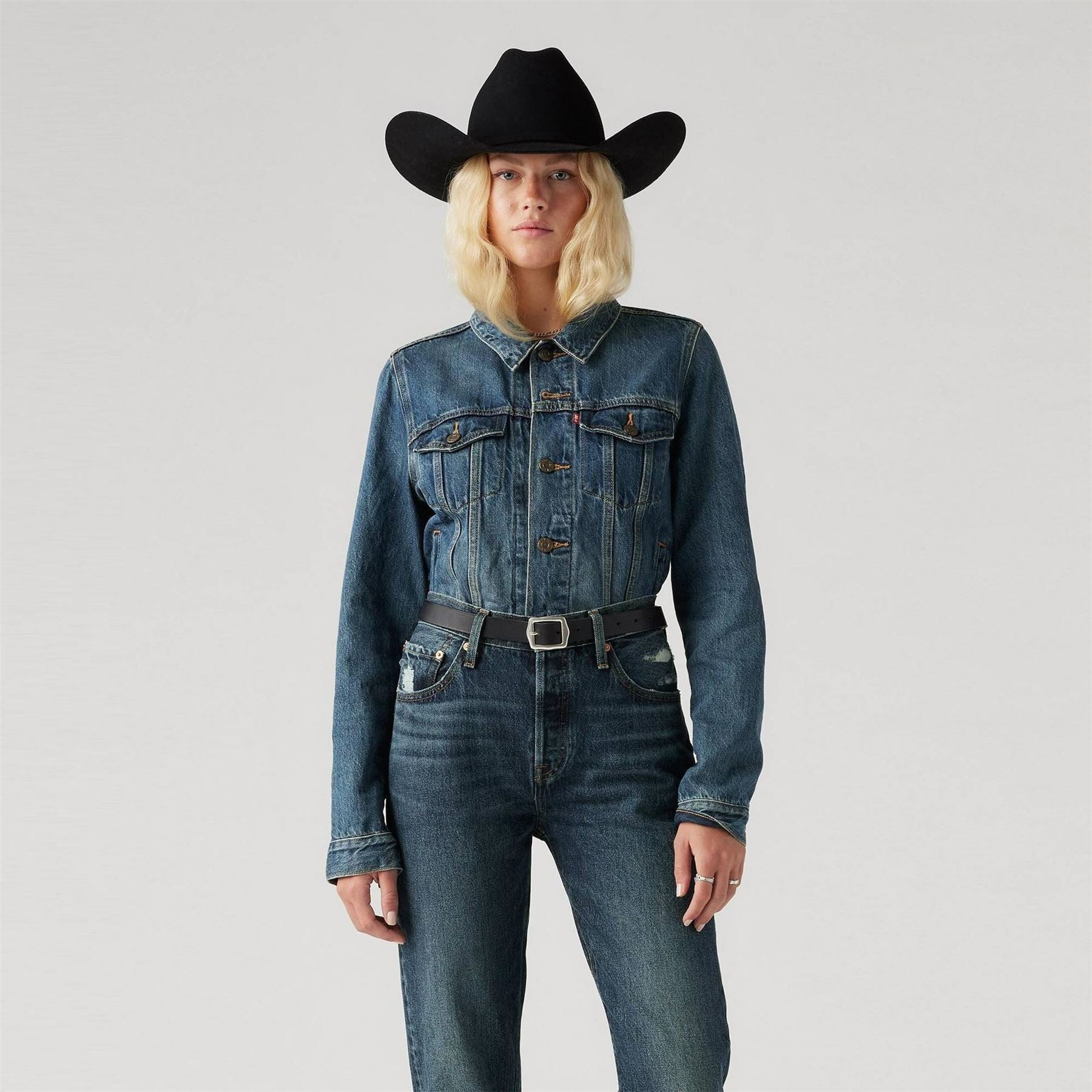 Levis Ex Boyfriend Trucker Cotton Long Sleeve Point Collar Denim Jacket