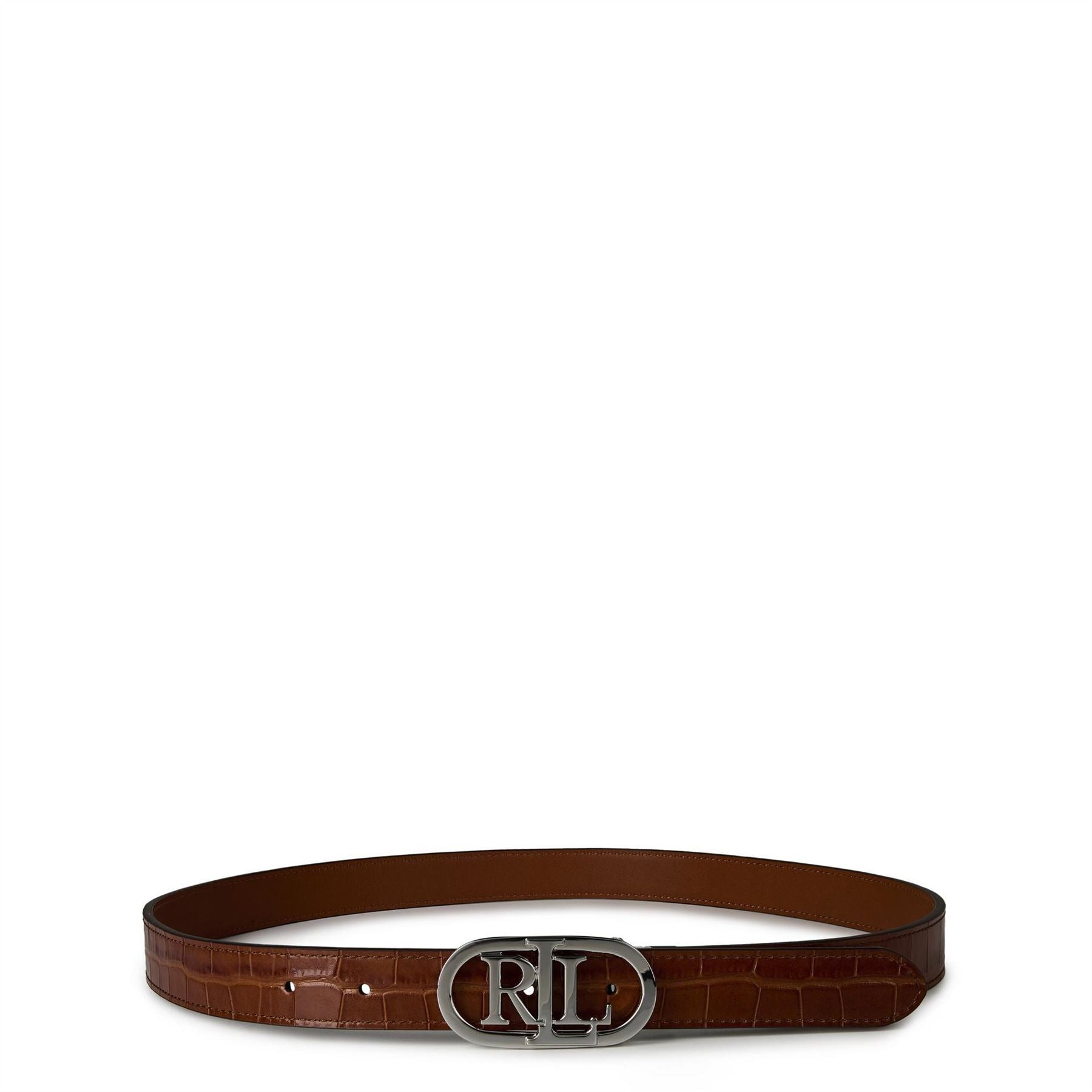 Lauren by Ralph Lauren Logo Reversible Leather Skinny Belt