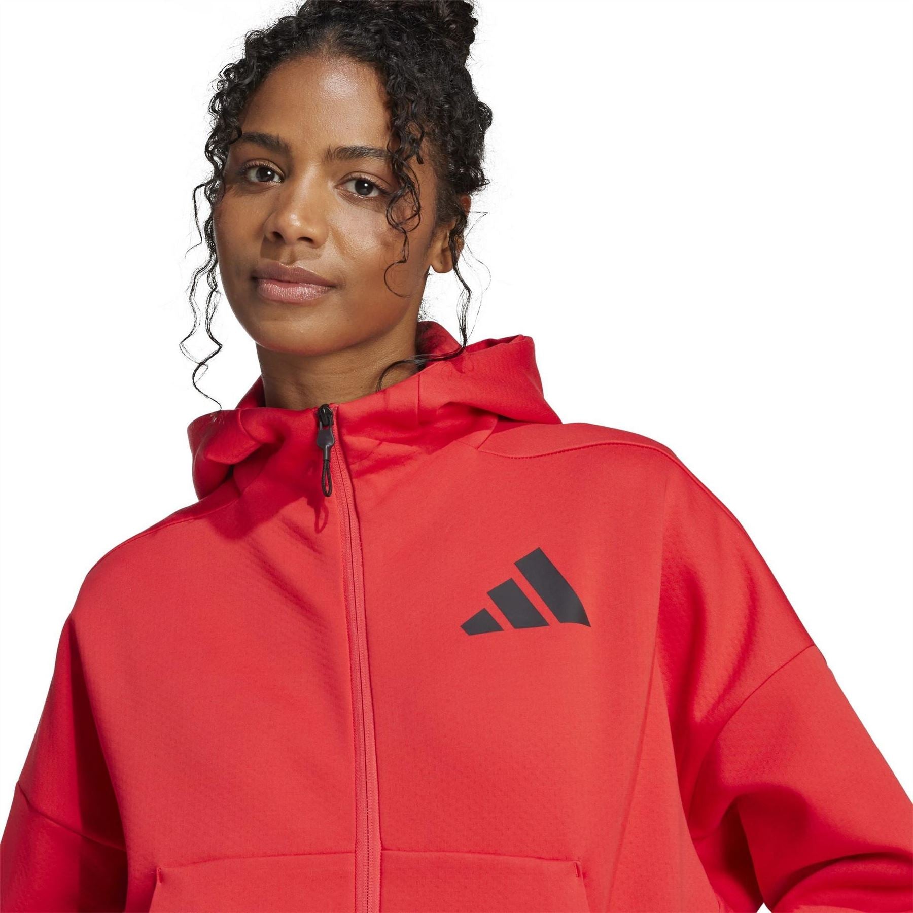 adidas Z.N.E. Hooded Full Zipper Solid Patterned Track Jacket with Logo