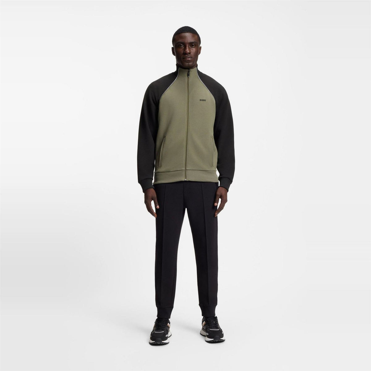 Hugo Mock Neck Raglan Sleeve Athletic Sweatshirt