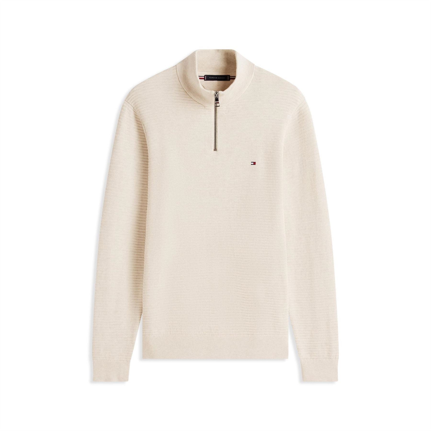 Tommy Hilfiger Zip Neck Funnel High Collar Long Sleeve Sweater