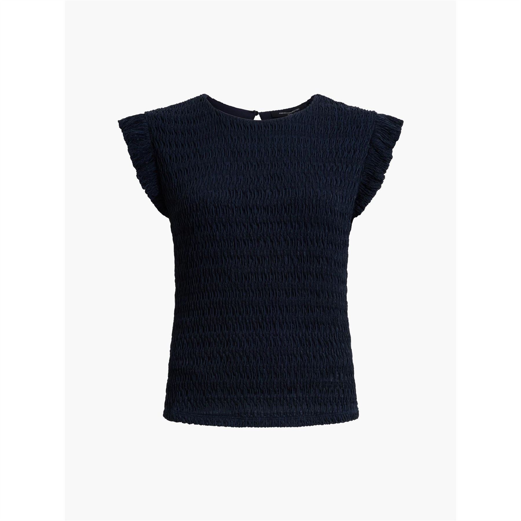 French Connection Zinnia Crew Neck Puff Sleeve Slim Fit Blouse