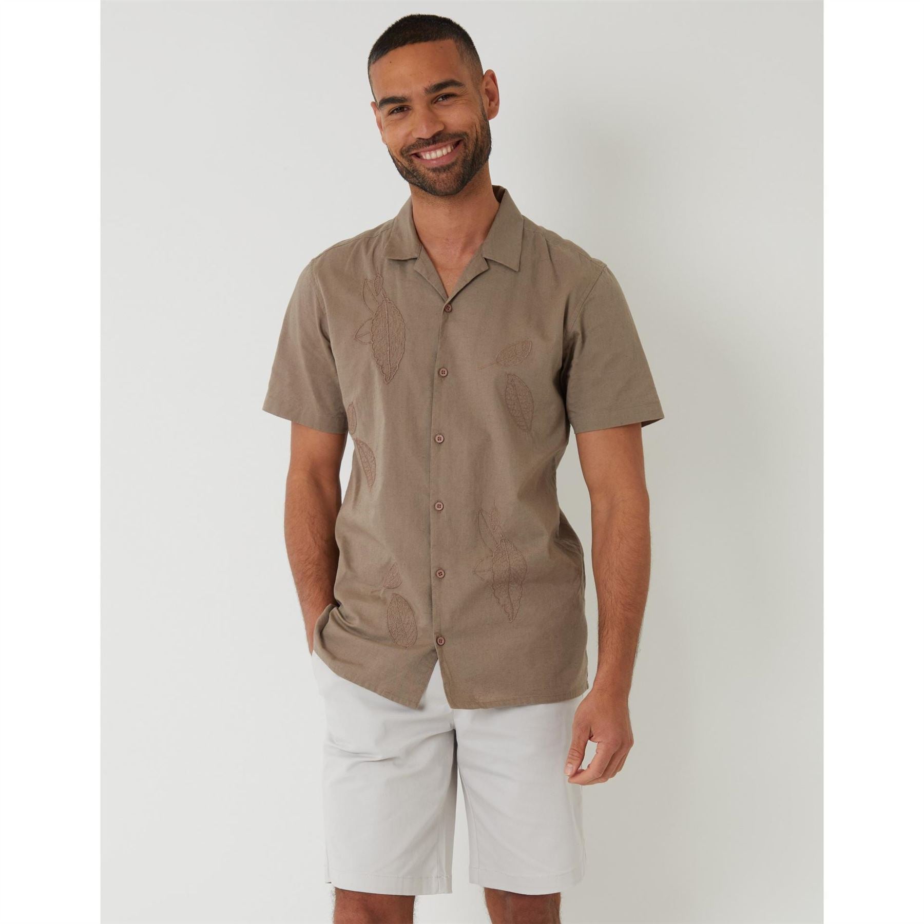 Threadbare Maples Embroidered Regular Fit Short Sleeve Shirt