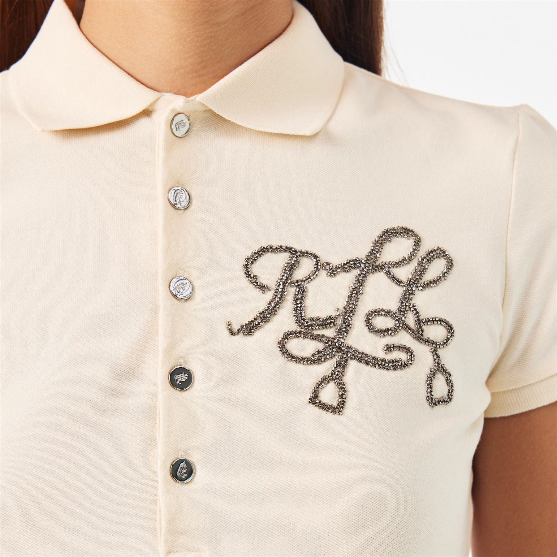 Lauren by Ralph Lauren Kiewick Embroidered Collared Short Sleeve Polo Shirt