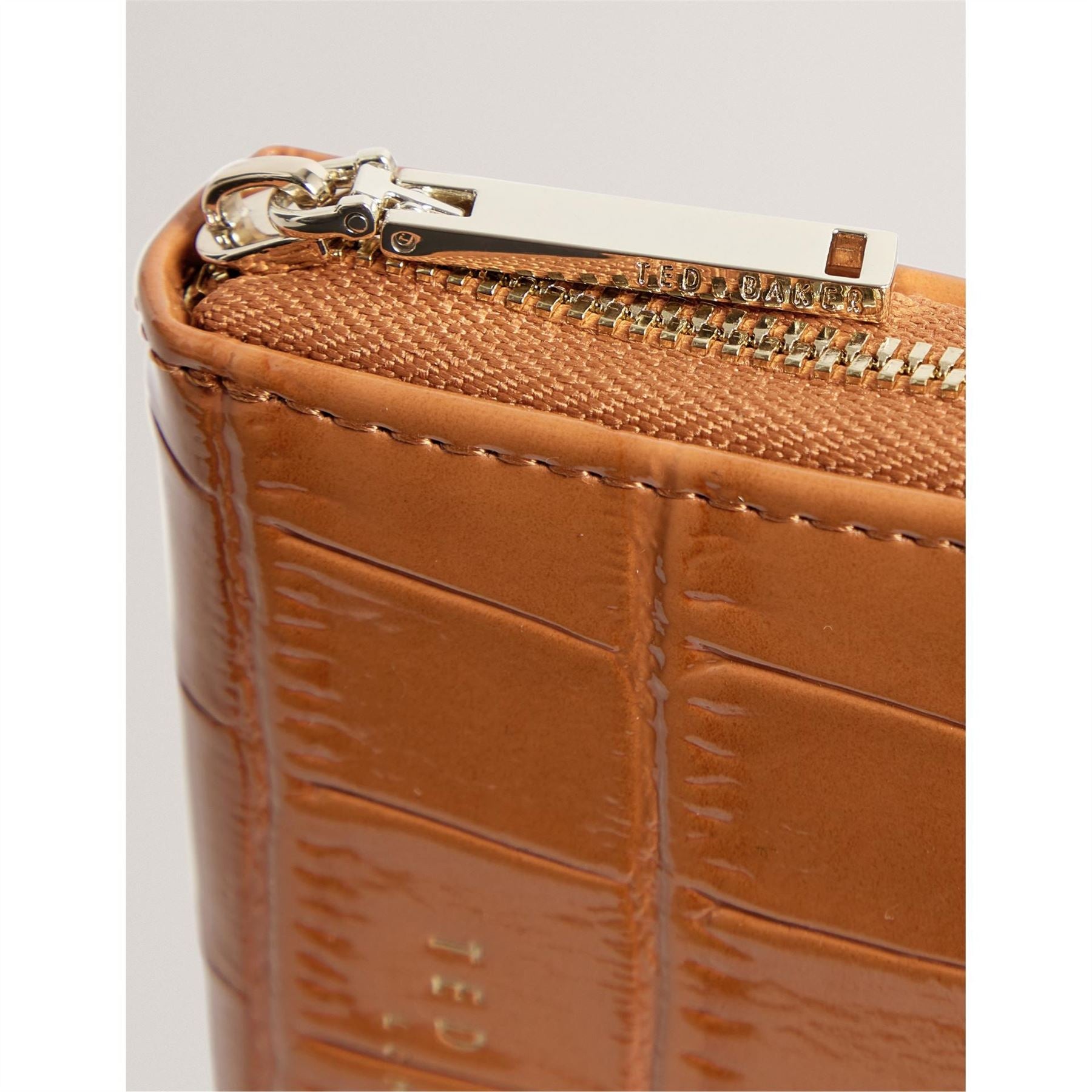 Ted Baker Croc Zip Around Wallet with Embossed Logo