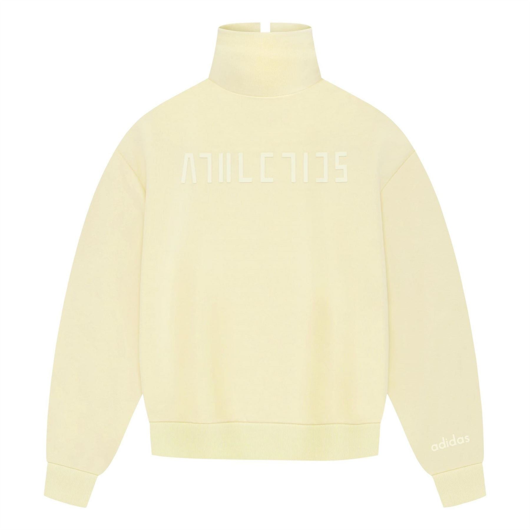 adidas Relaxed Fit Embroidered Lettering Funnel Neck Long Sleeve Athletic Top