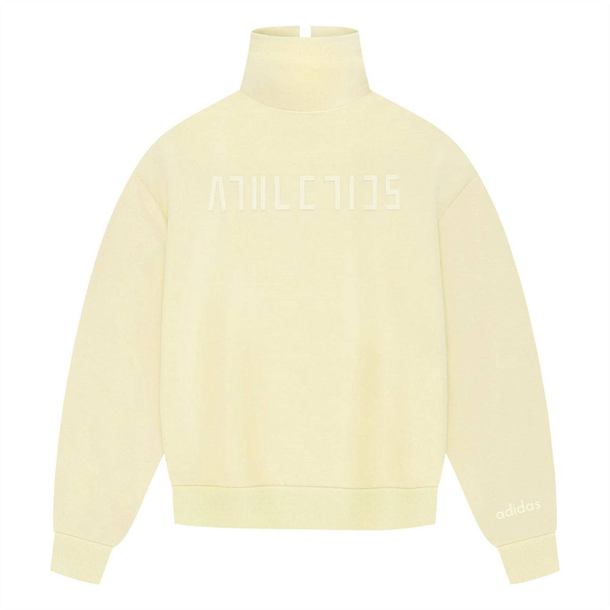 adidas Relaxed Fit Embroidered Lettering Funnel Neck Long Sleeve Athletic Top