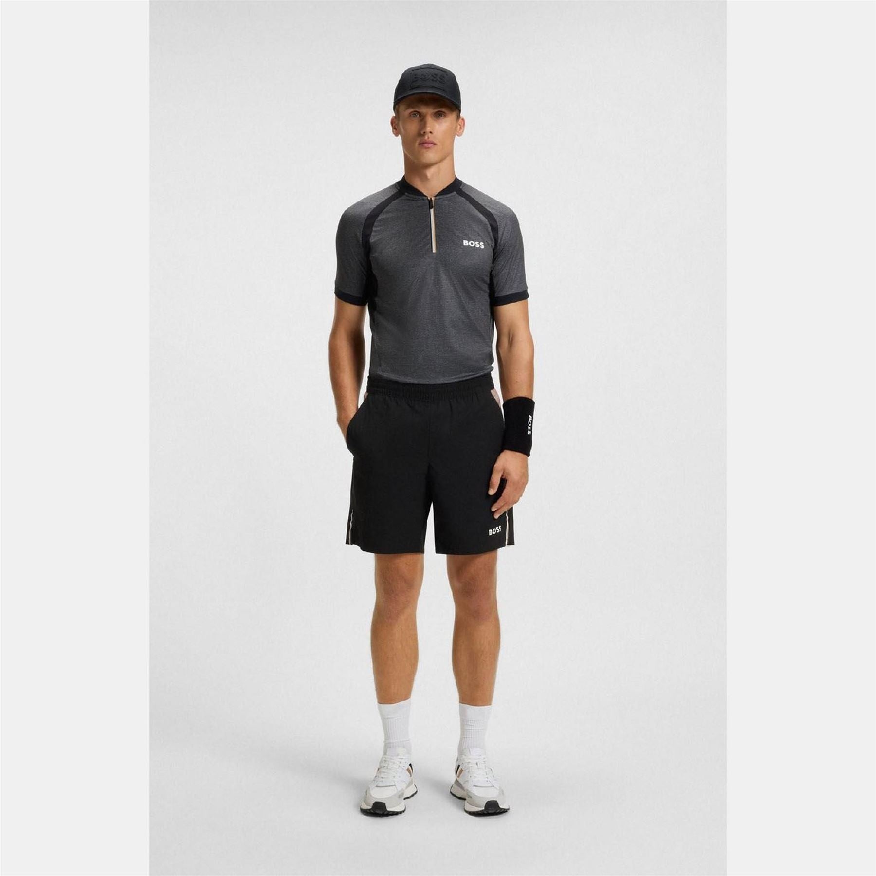 Boss Matchball Zip Neck Mesh Polo Shirt