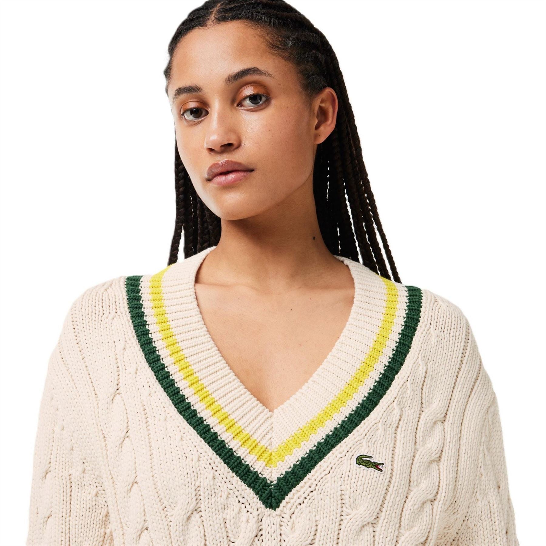 Lacoste V-Neck Relaxed Fit Long Sleeve Sweater