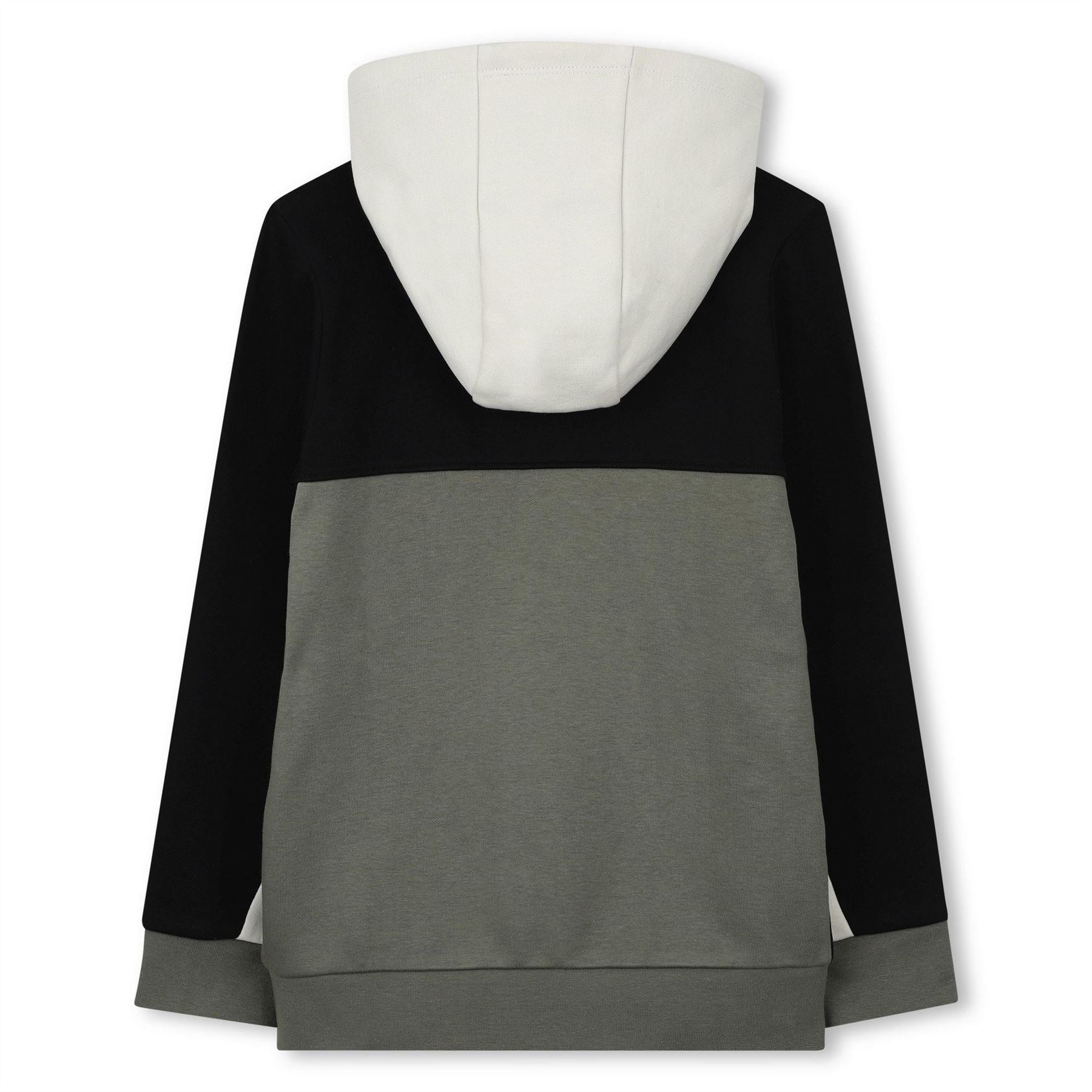 Boss Color Block Hooded Ribbed Cuff Sweat Jacket with Front Zipper Pocket