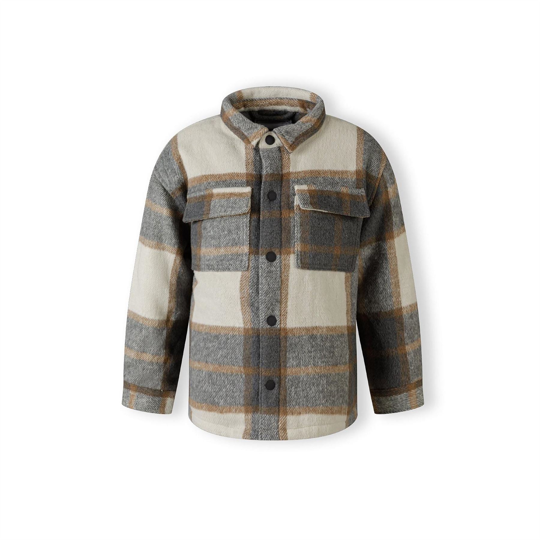 Minoti Boys Padded Shirt Jacket Wool Blend Grey Check