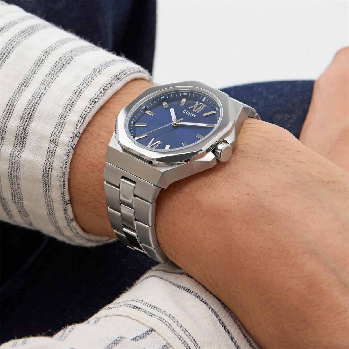 Guess Octagonal Stainless Steel Analogue Quartz Watch