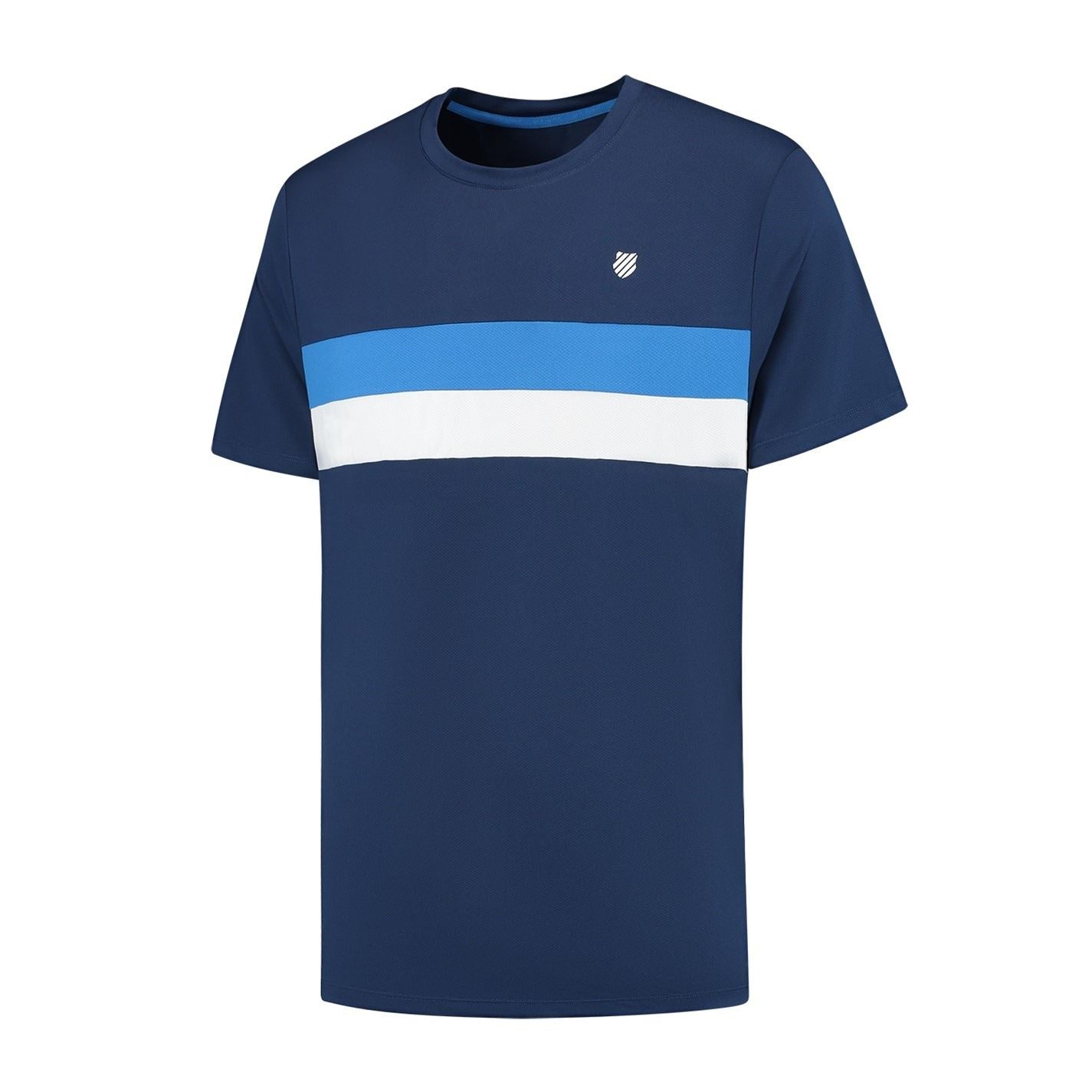 K Swiss KS Core Team Striped Crewneck Short Sleeve Performance T Shirt