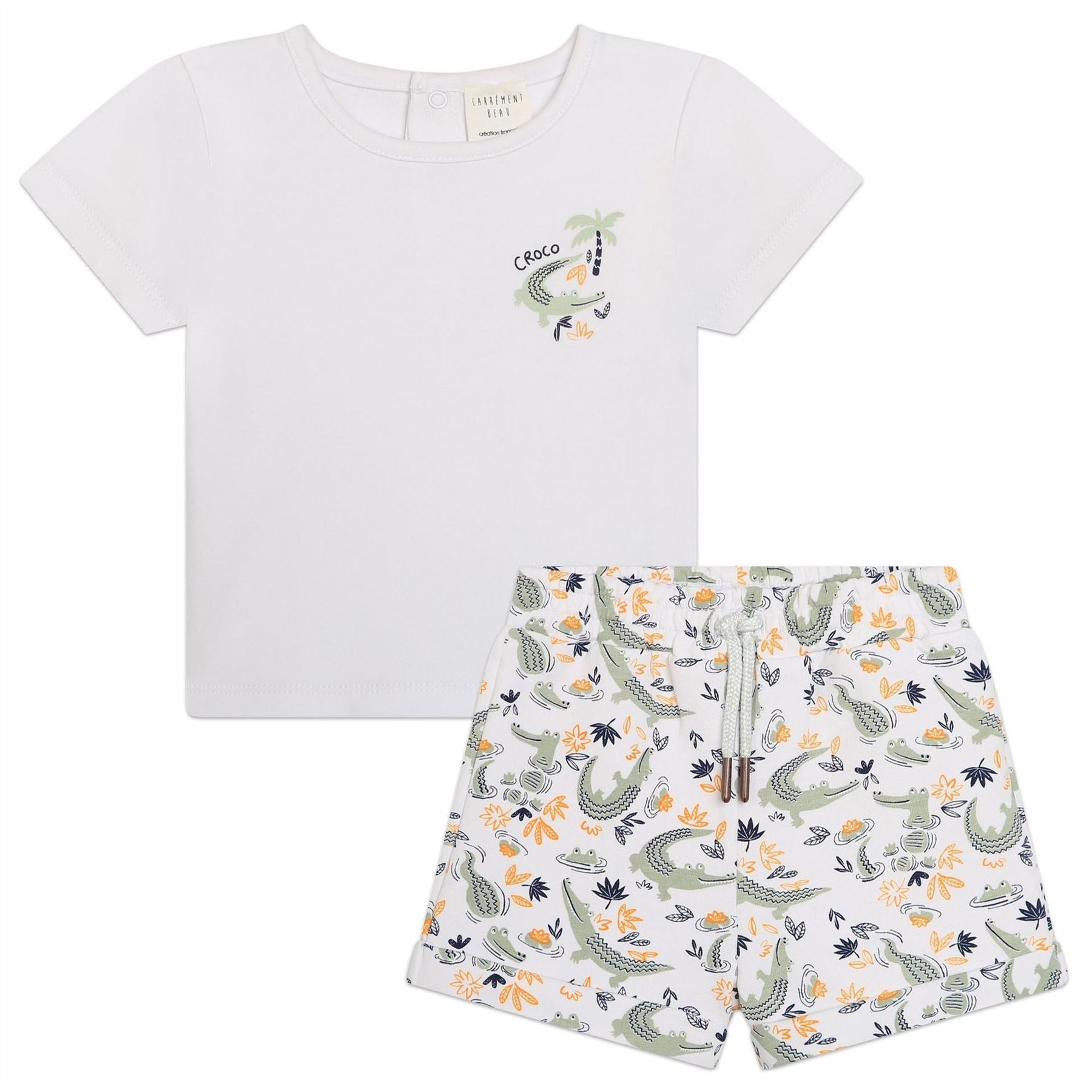Carrement Beau Crocodile Print Crew Neck Short Sleeve T-Shirt Short Set