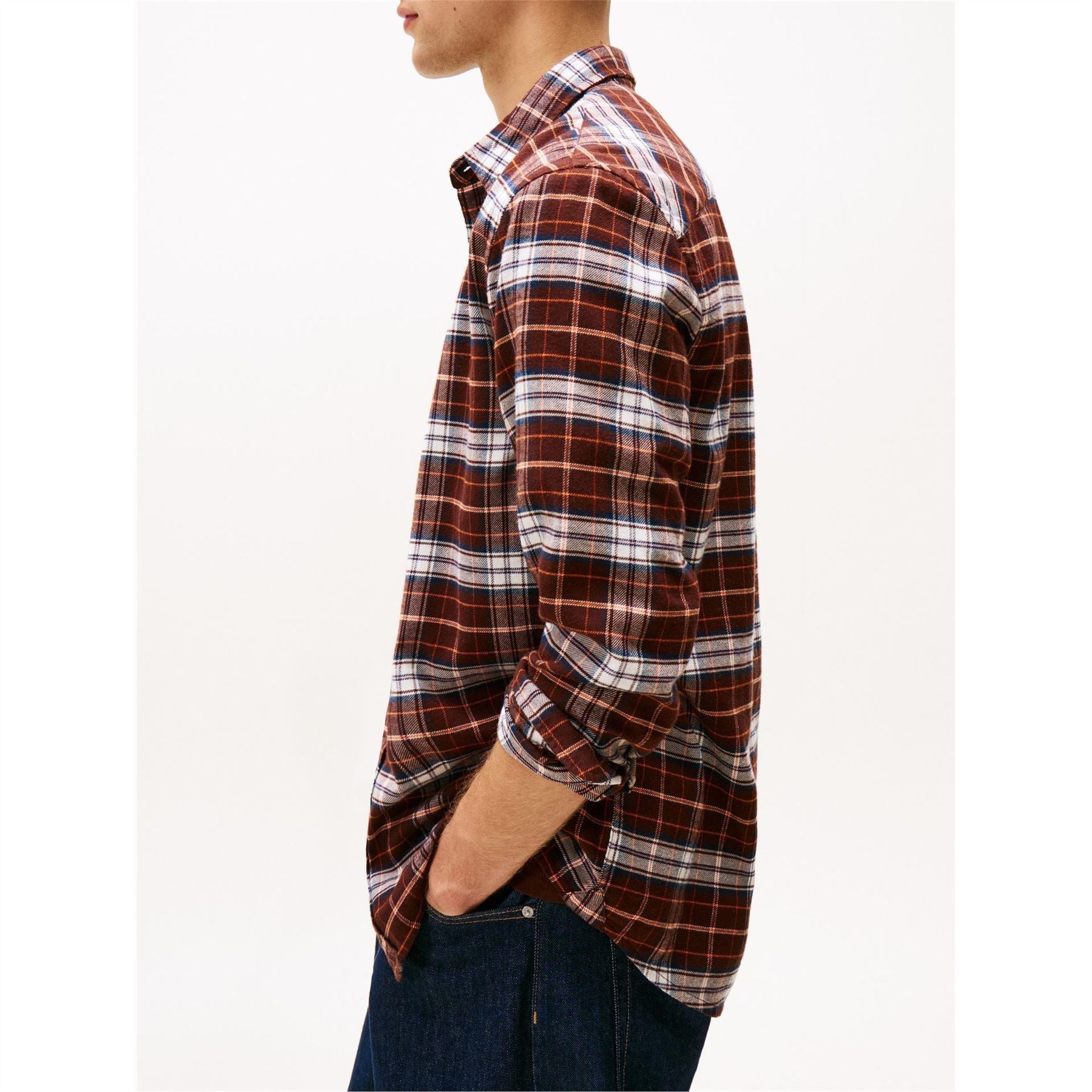 Tommy Jeans Collared Neck Long Sleeve Flannel Shirt