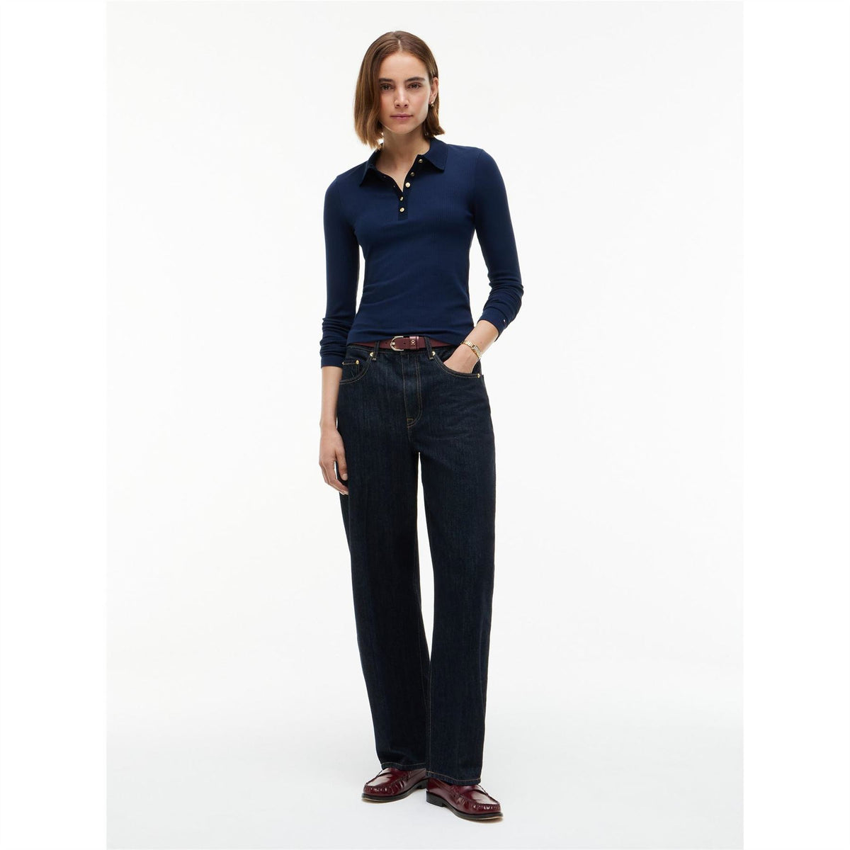 Tommy Hilfiger Rib Long Sleeve Polo Shirt
