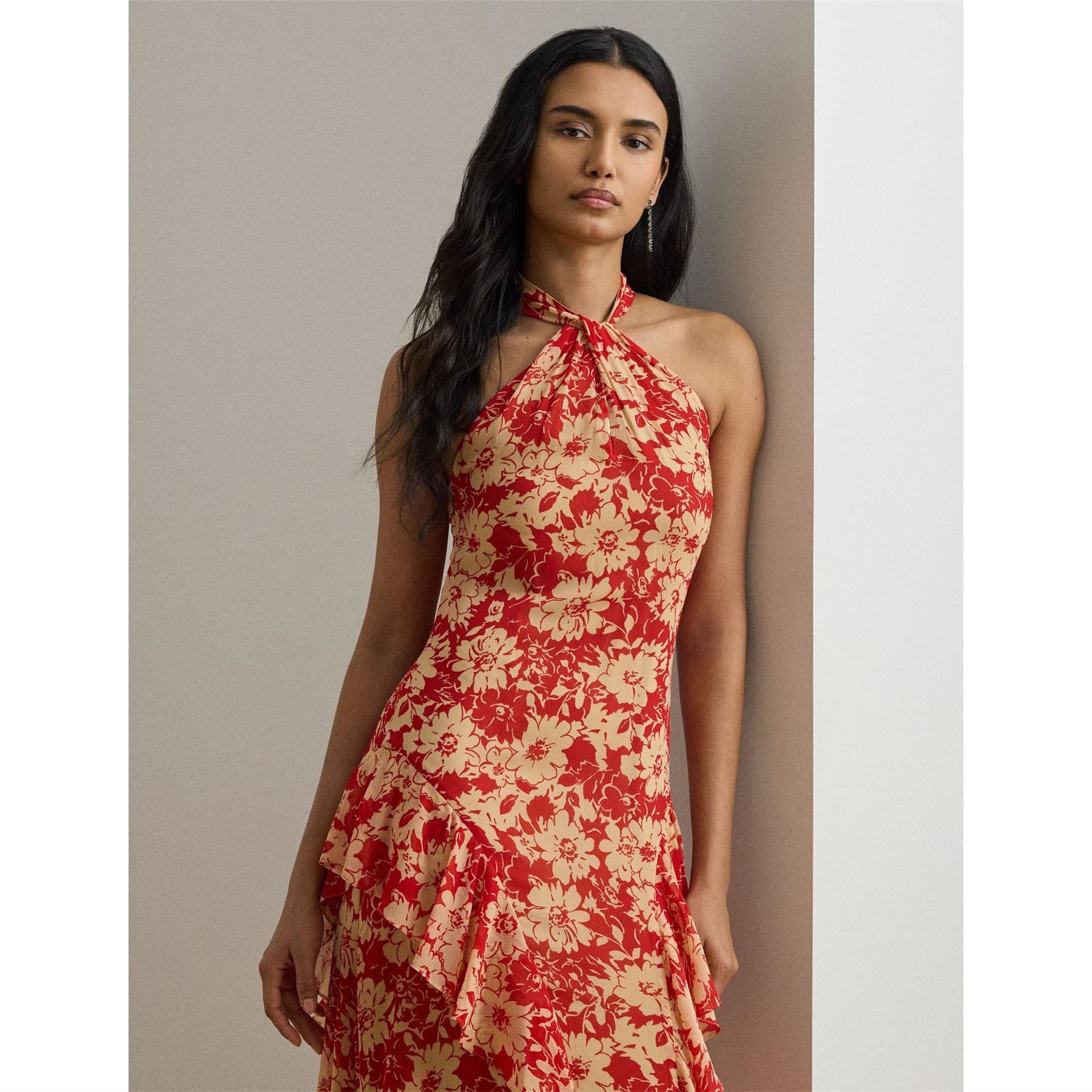 Lauren by Ralph Lauren Georgette Halter Gown