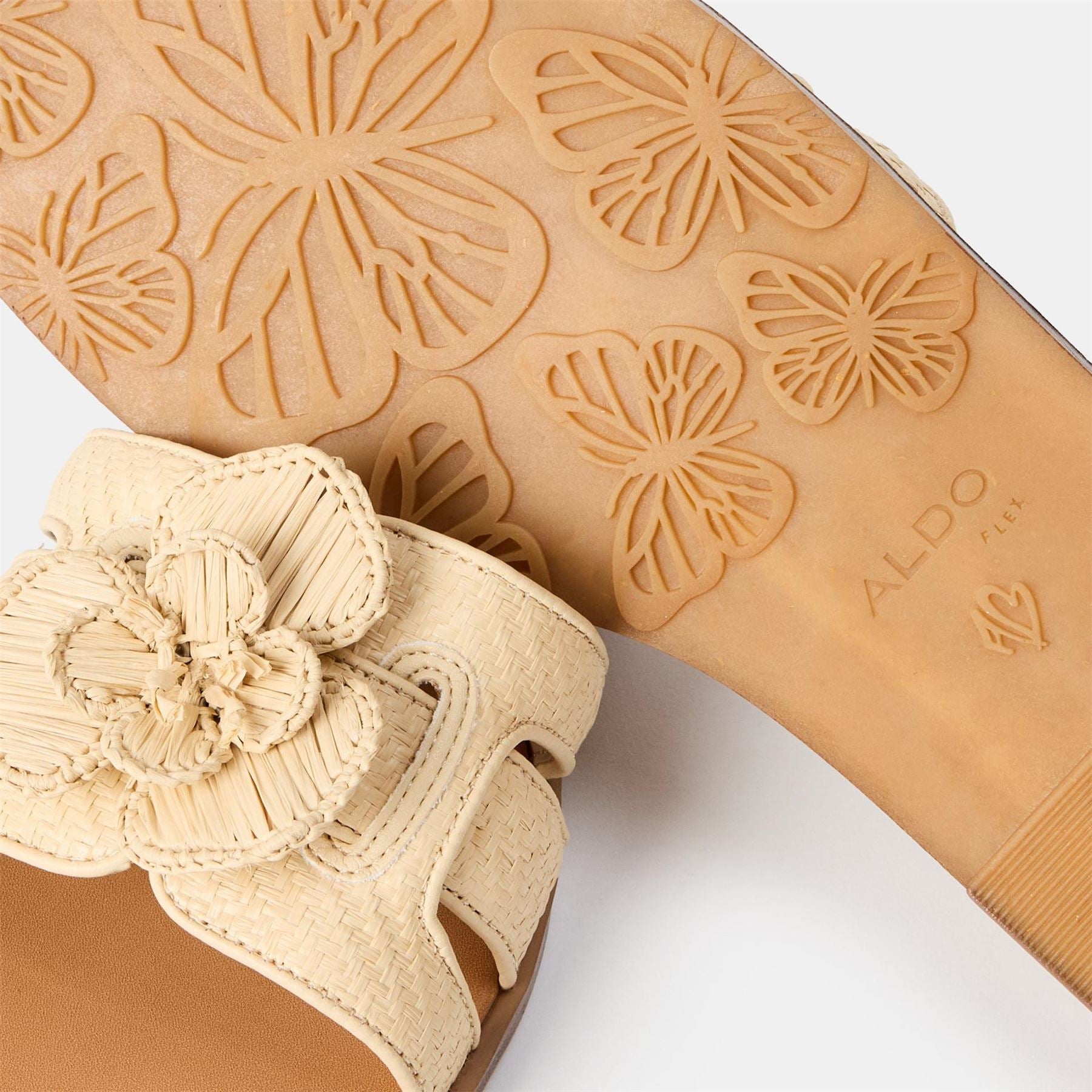 Aldo Floral Open Toe Flat Heel Slides