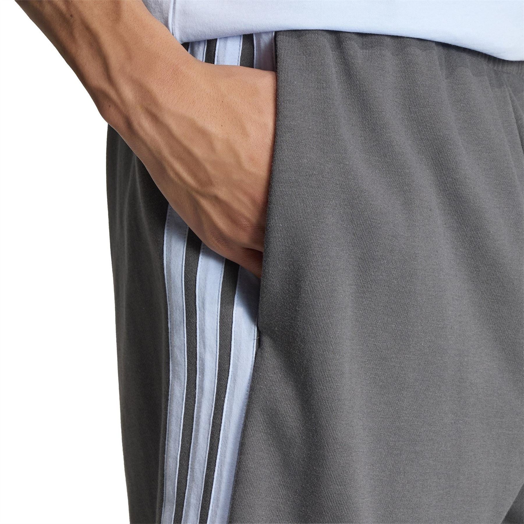 adidas Mens Essentials 3 Stripe Fleece Shorts