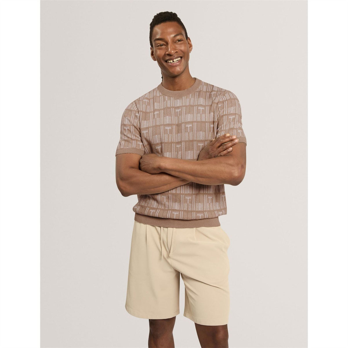 Ted Baker Jacquard Short Sleeve Knitted T-Shirt