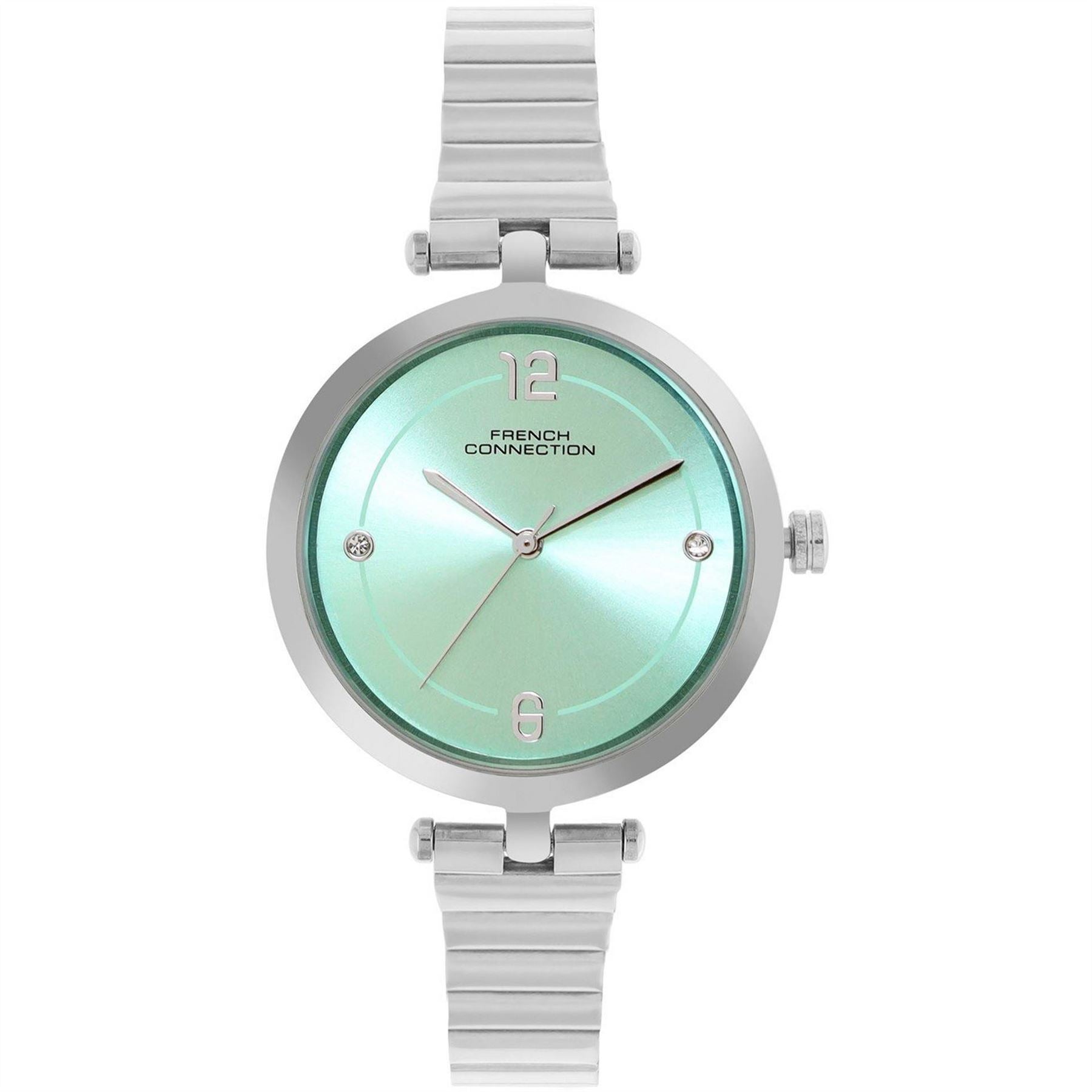 French Connection Connection Silver Case Round Shape Silver Strap Quartz Watch