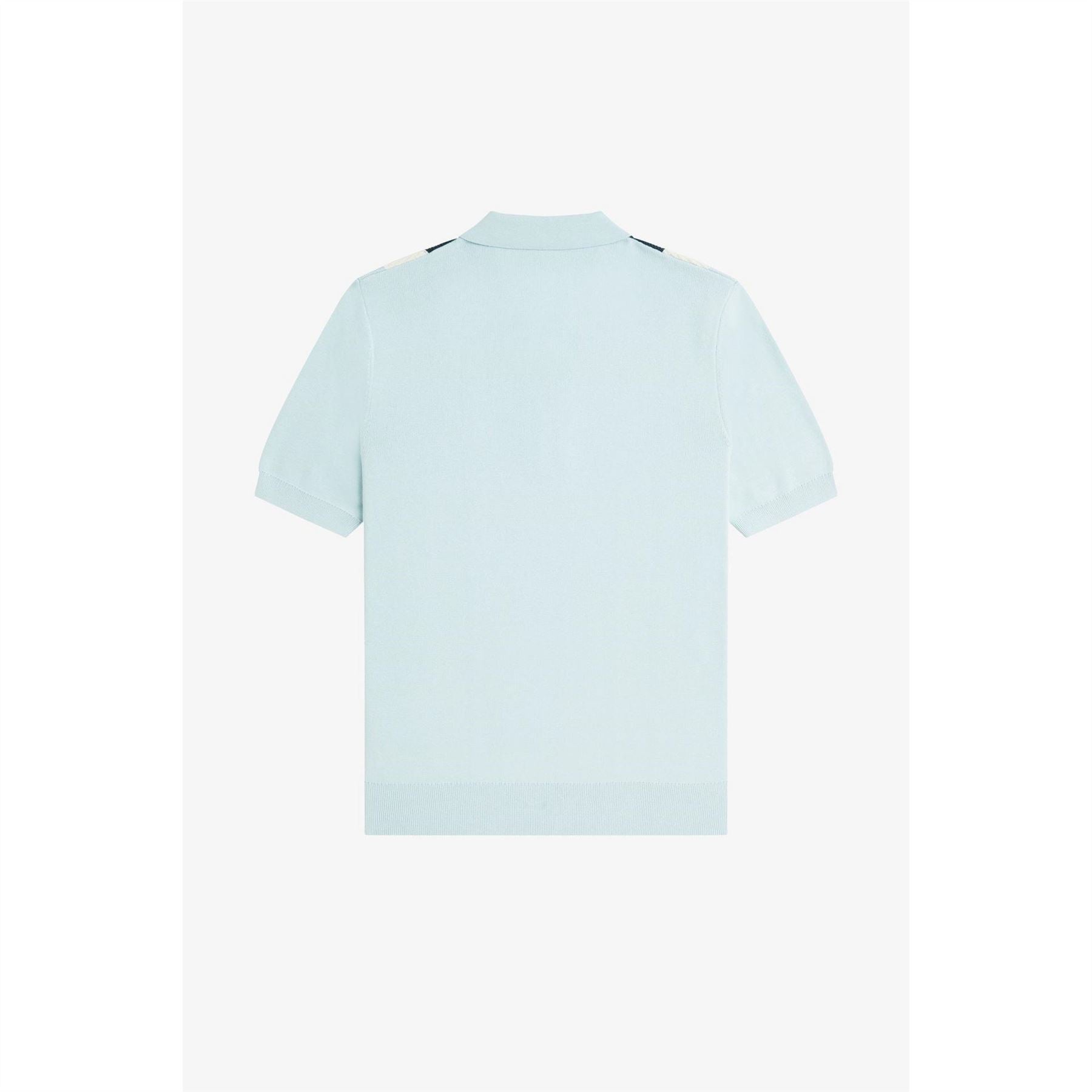 Fred Perry Vertical Stripe Zipped Short Sleeve Polo Shirt