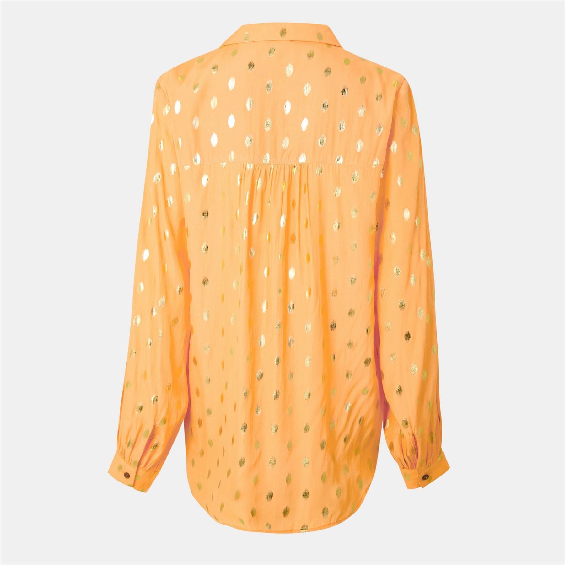Never Fully Dressed Fleck Miley Metallic Backtab Bishop Sleeve Relaxed Fit Shirt