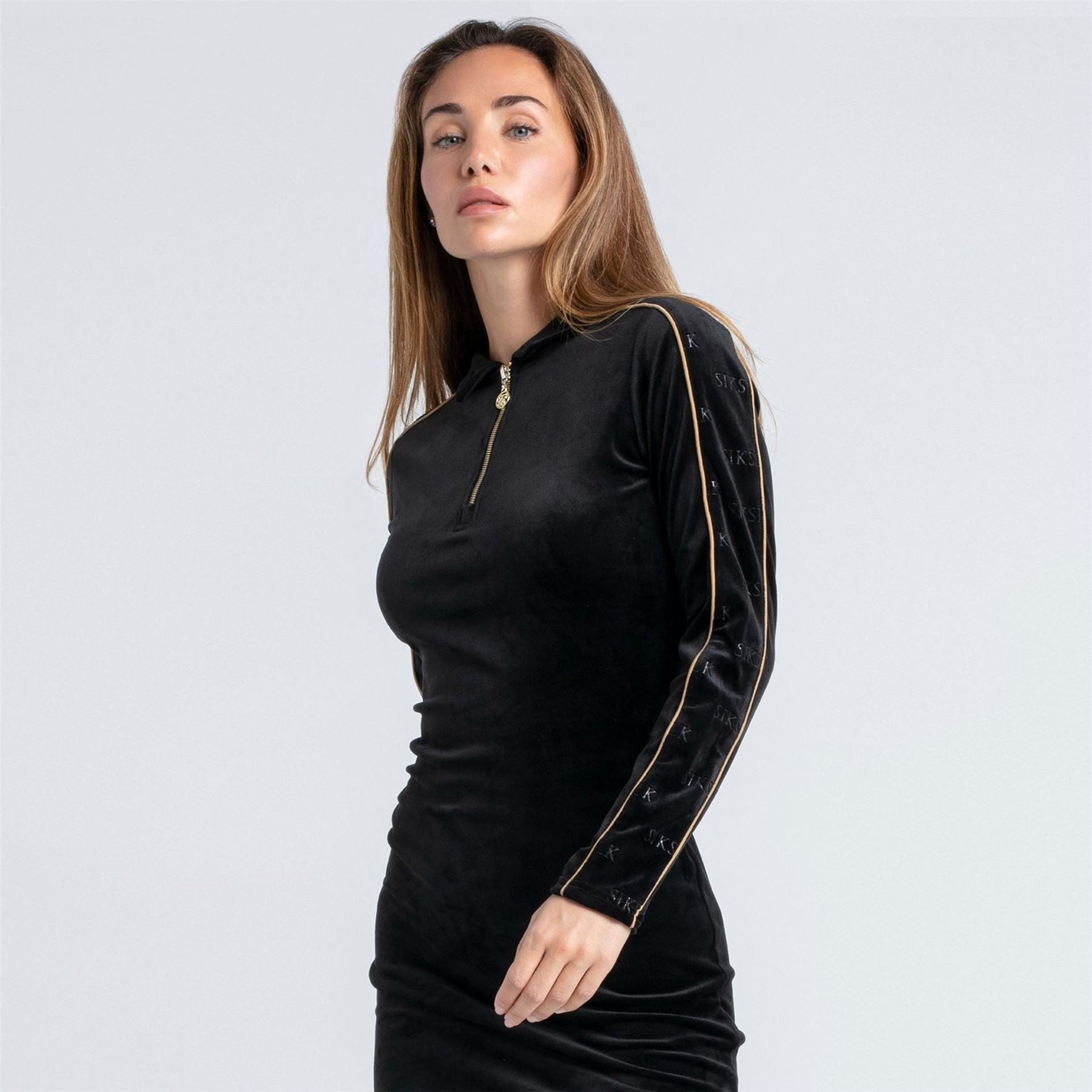 SikSilk Zip Neck Mini Bodycon Dress
