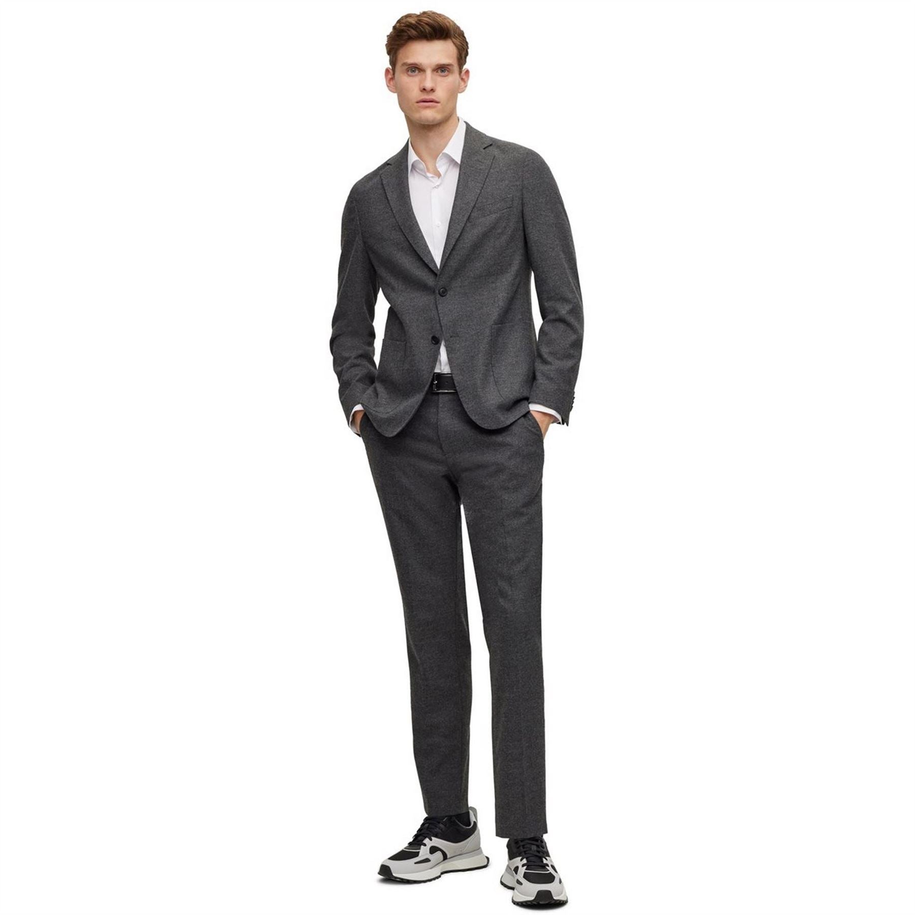Boss Genius Solid Patterned Straight Trousers