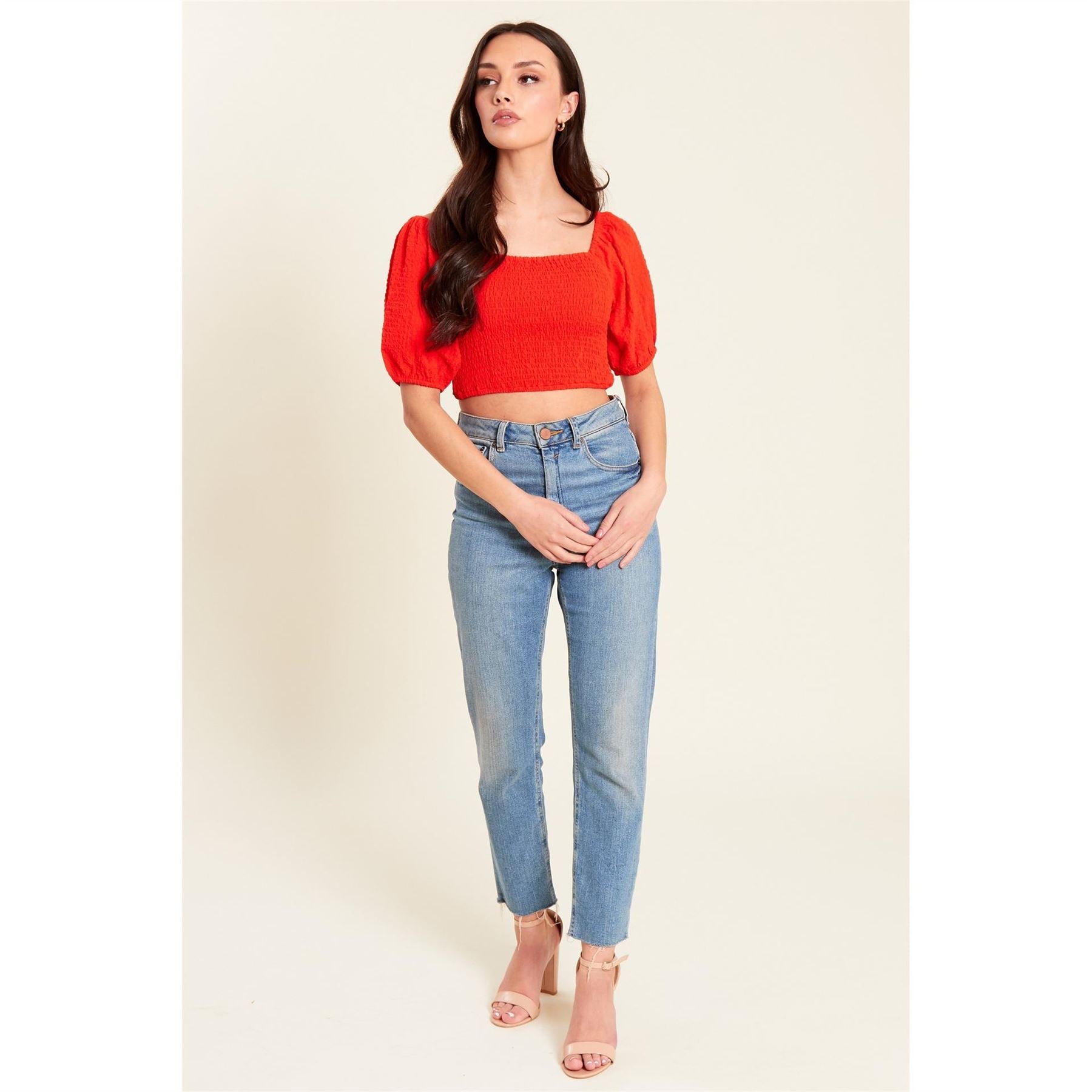Be You Womens Shirred Crop Top