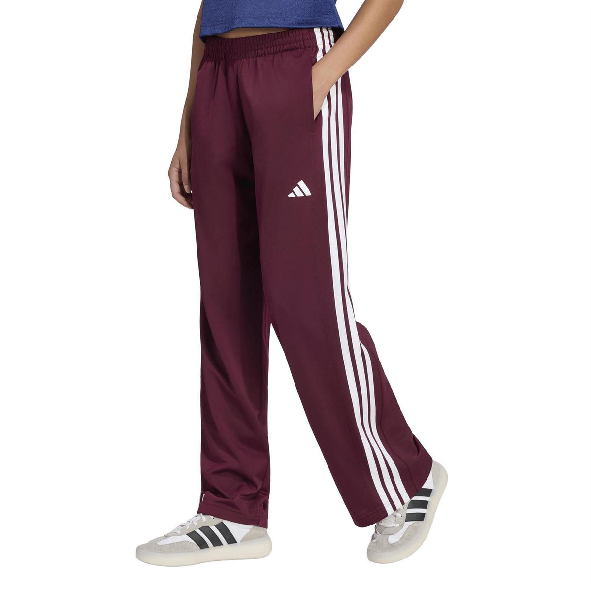 adidas Three Stripes Wide Leg Mid Rise Athletic Pants