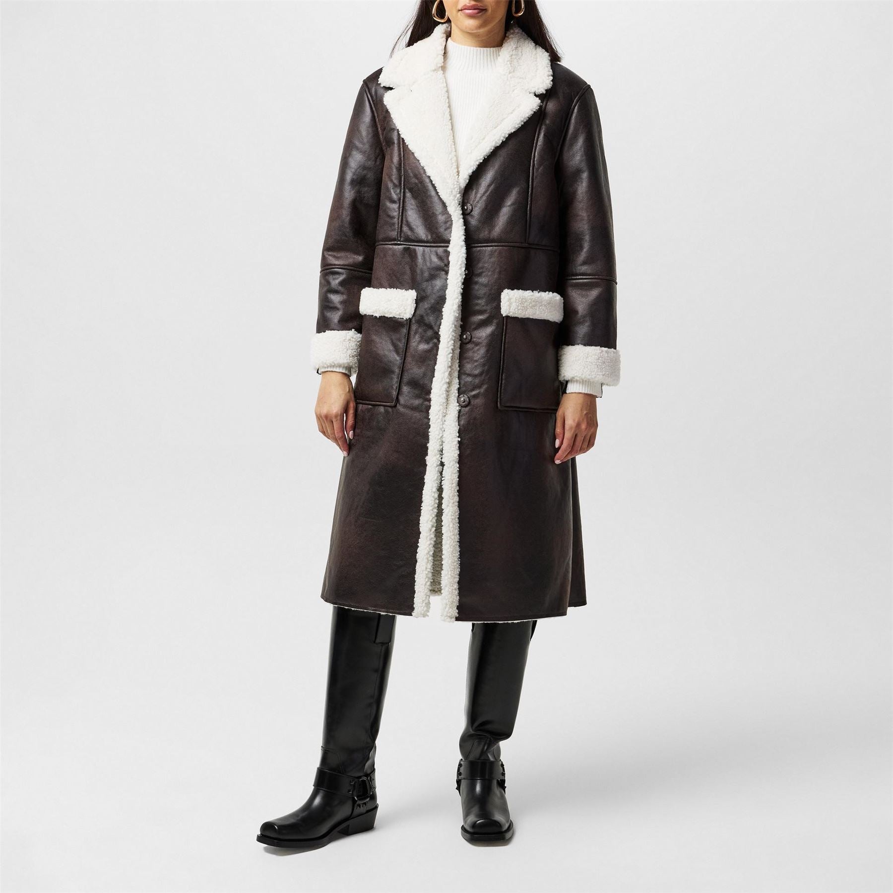 French Connection Arizona Aviator Shawl Neck Coat