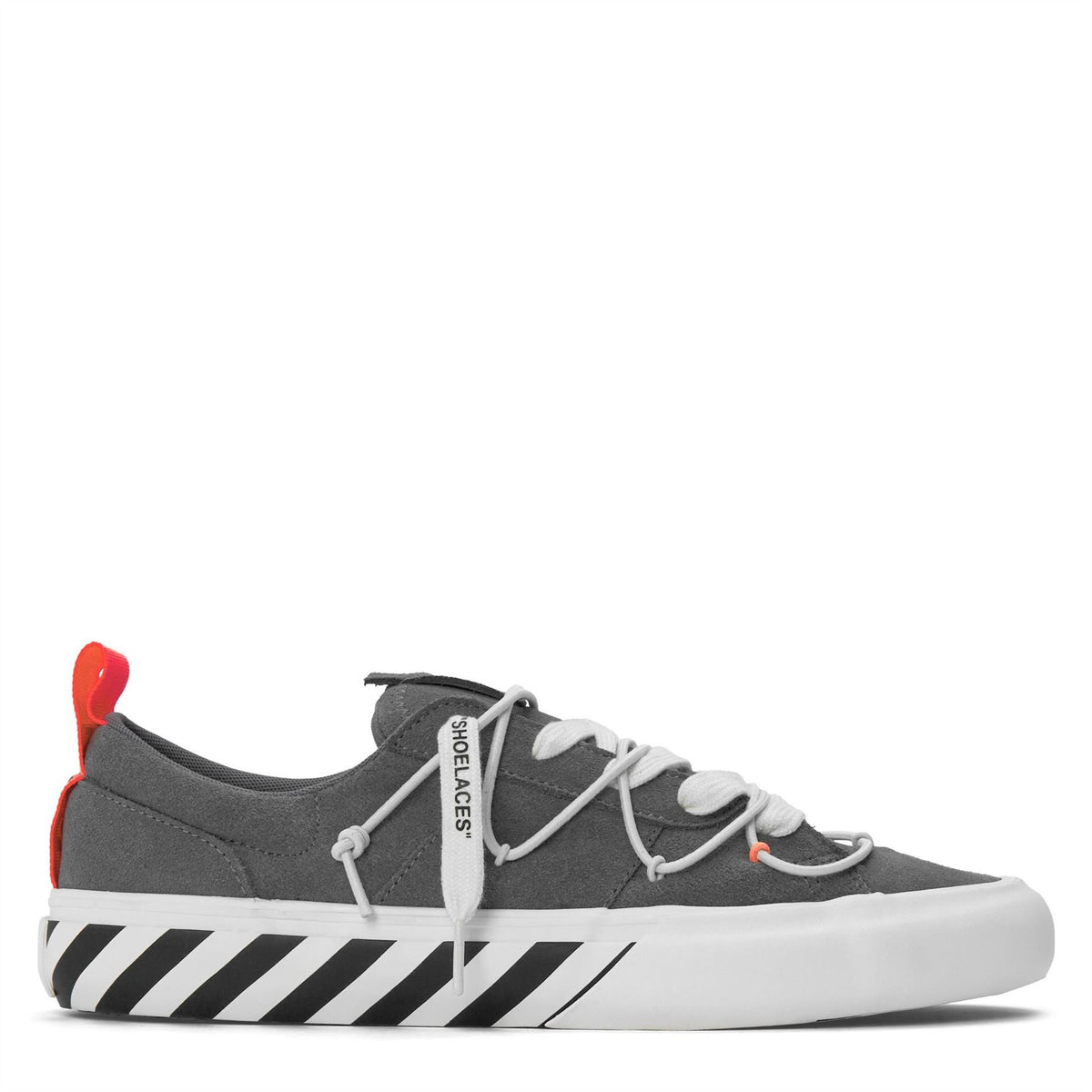 L AB Off White Tape Suede Vulcan Low Top Trainers