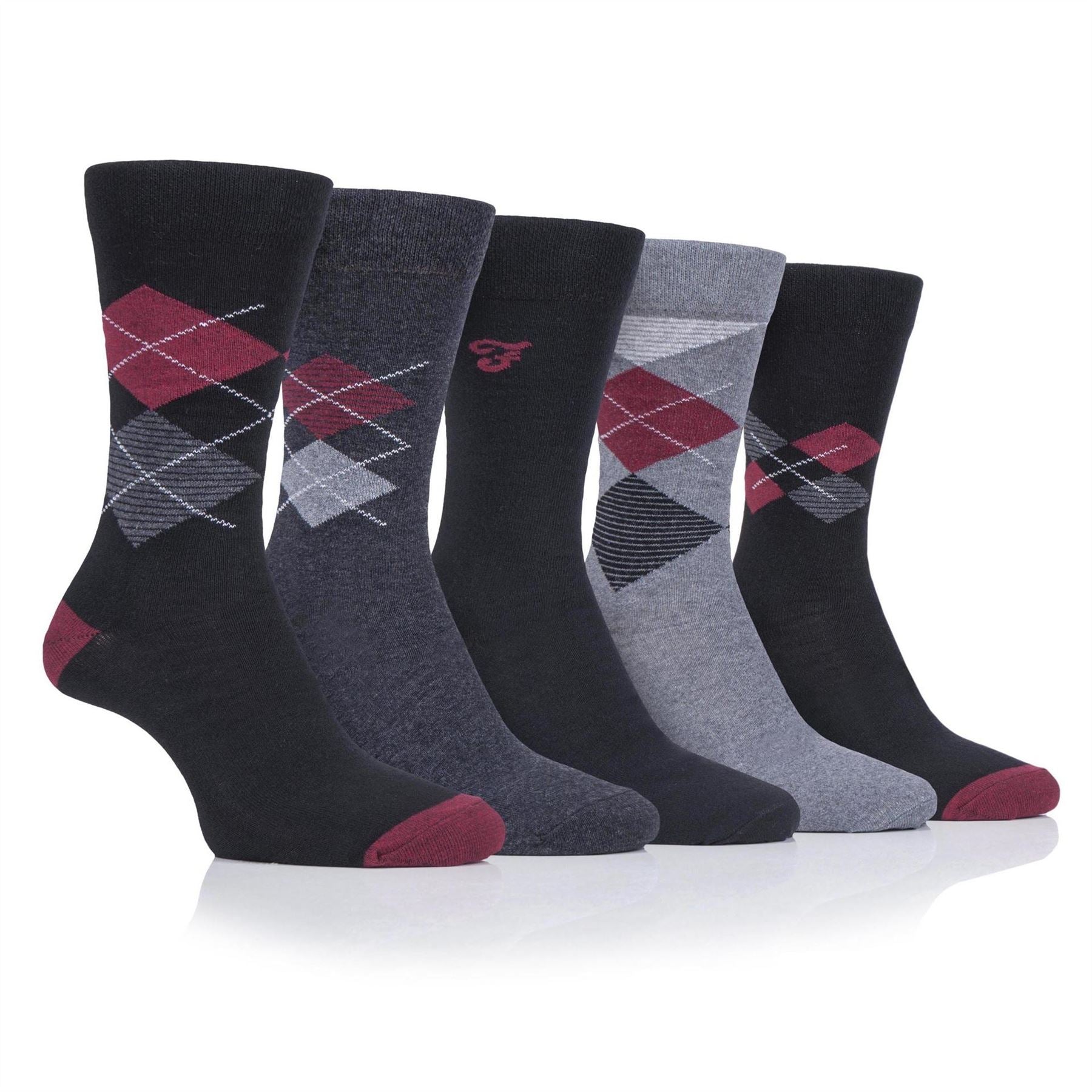 Farah 5 Pack Argyl Crew Socks