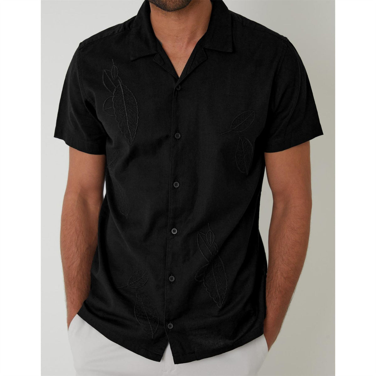 Threadbare Maples Embroidered Regular Fit Short Sleeve Shirt