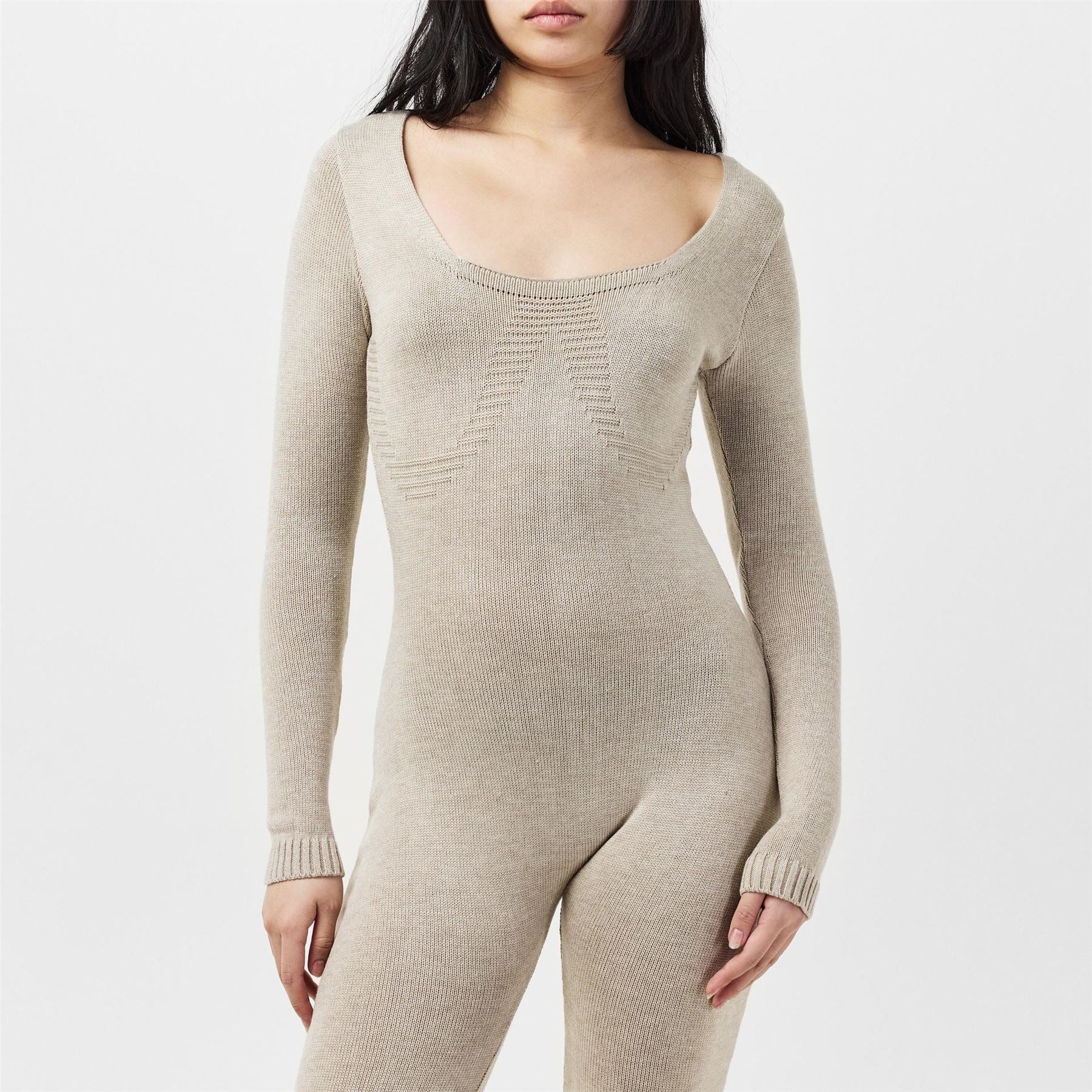 Missy Empire Womens Knitted Long Sleeve Jumpsuit
