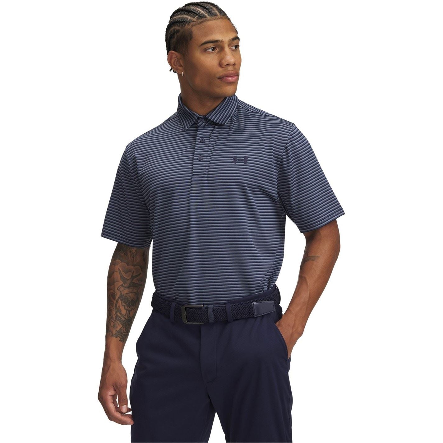 Under Armour Striped Collared Neck Short Sleeve Polo Shirt