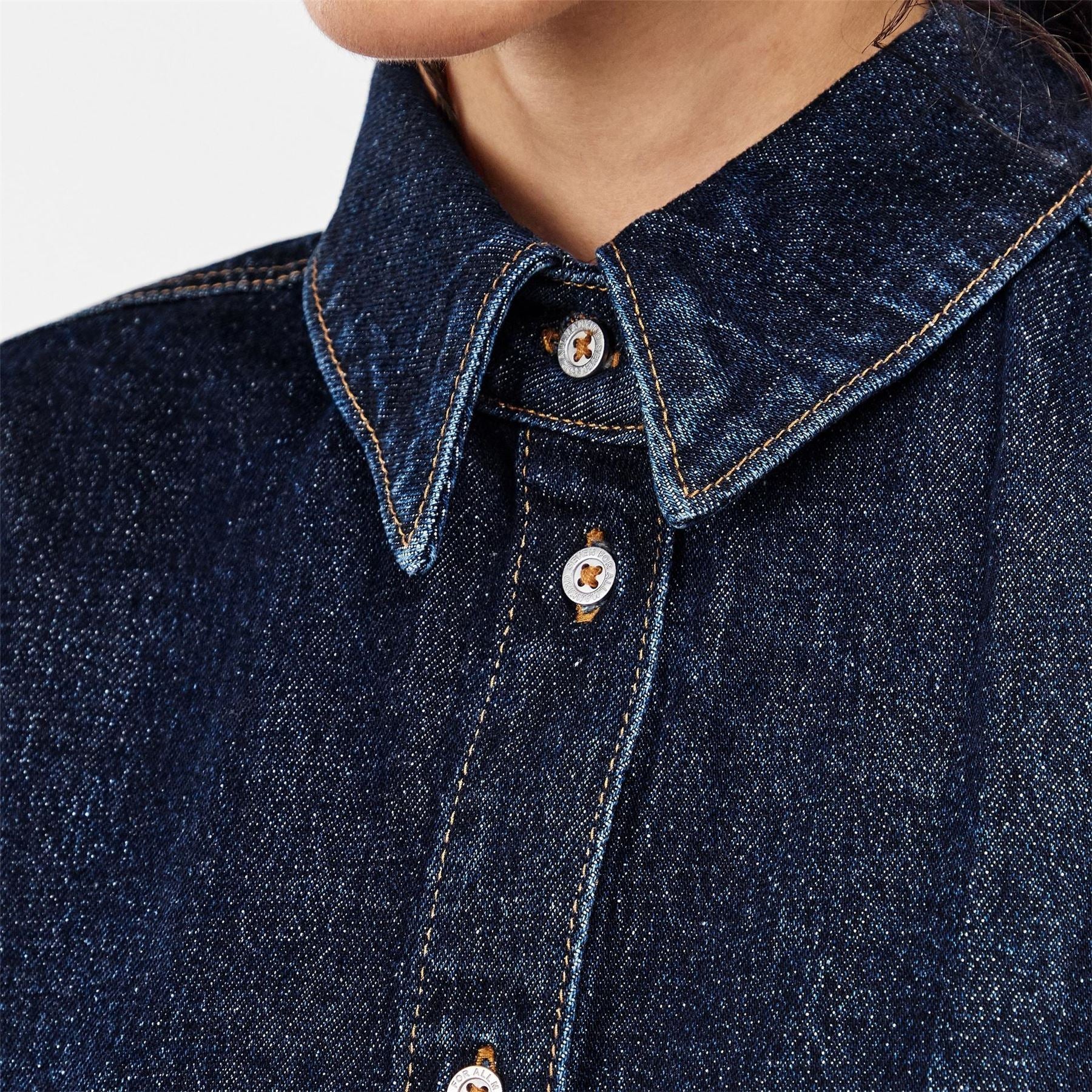 7 For All Mankind Nina Collared Neck Short Sleeve Shirt