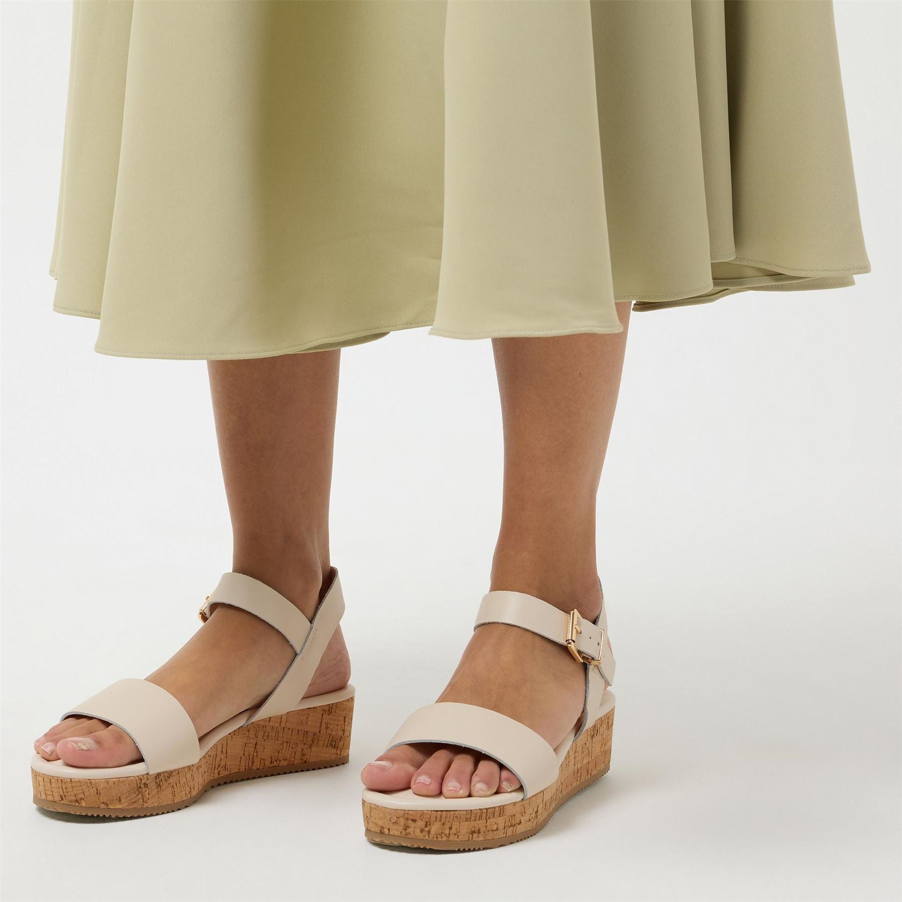 Dune London Lazered Leather Flatform Sandals
