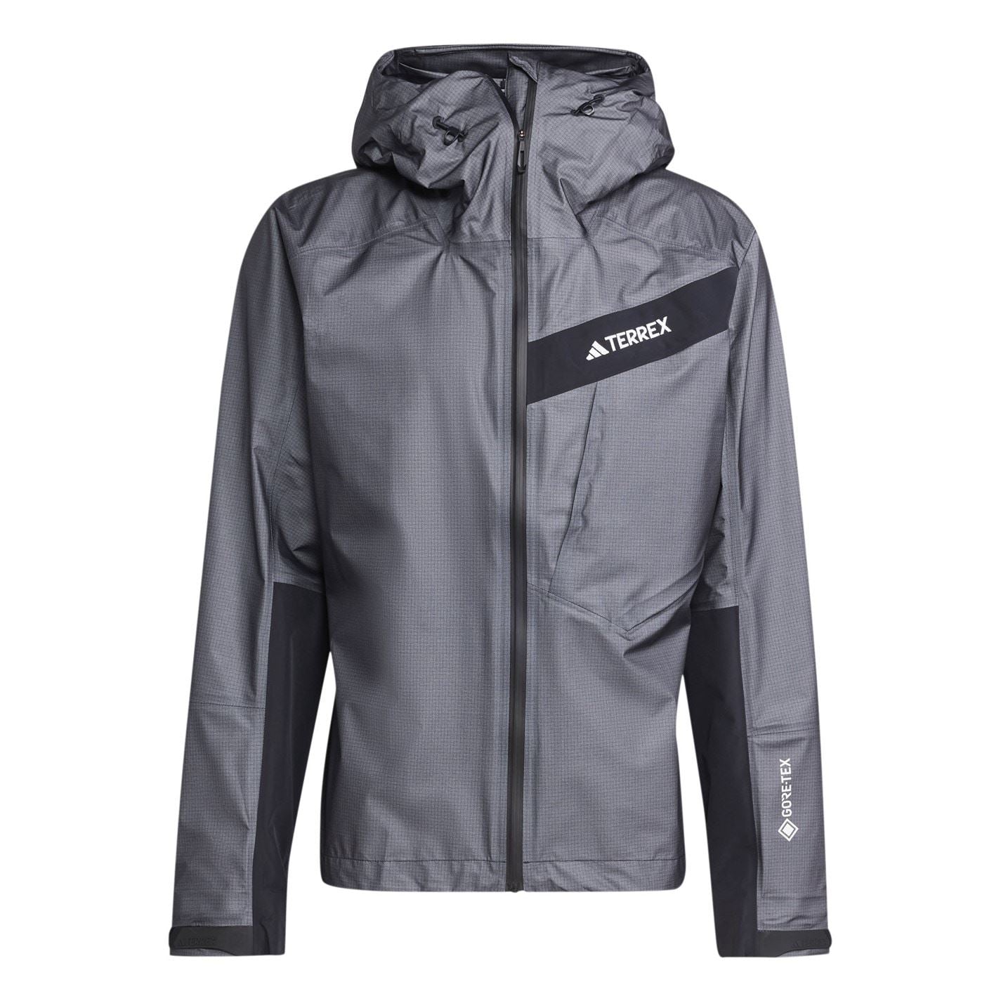 adidas Gore Act Hooded Neck Full Zipper Geometric Patterned Rain Jacket