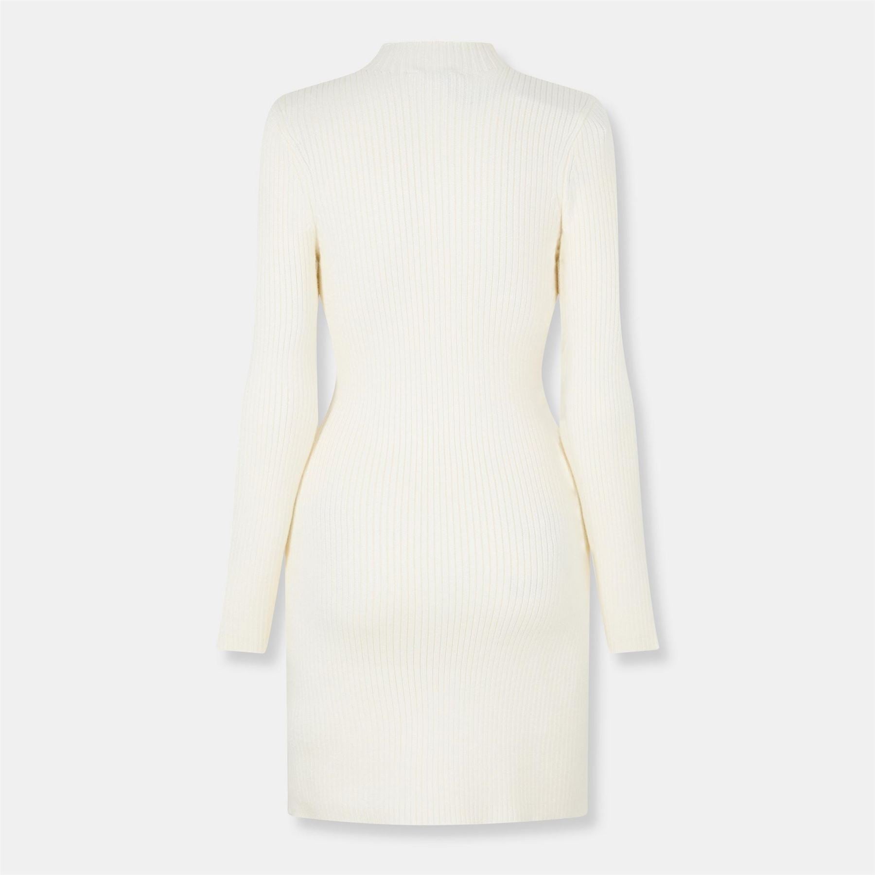 Jack Wills Rib Mock Neck Long Sleeve Knee Length Dress