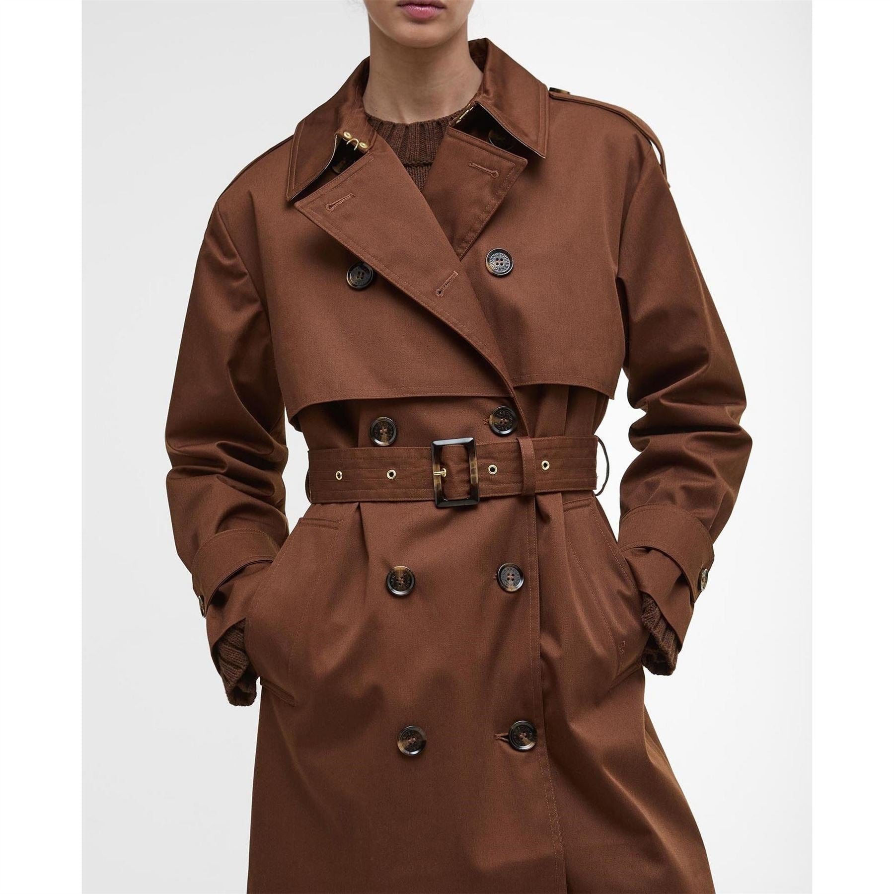 Barbour Aoife Showerproof Double Breasted Long Sleeve Rain Anorak